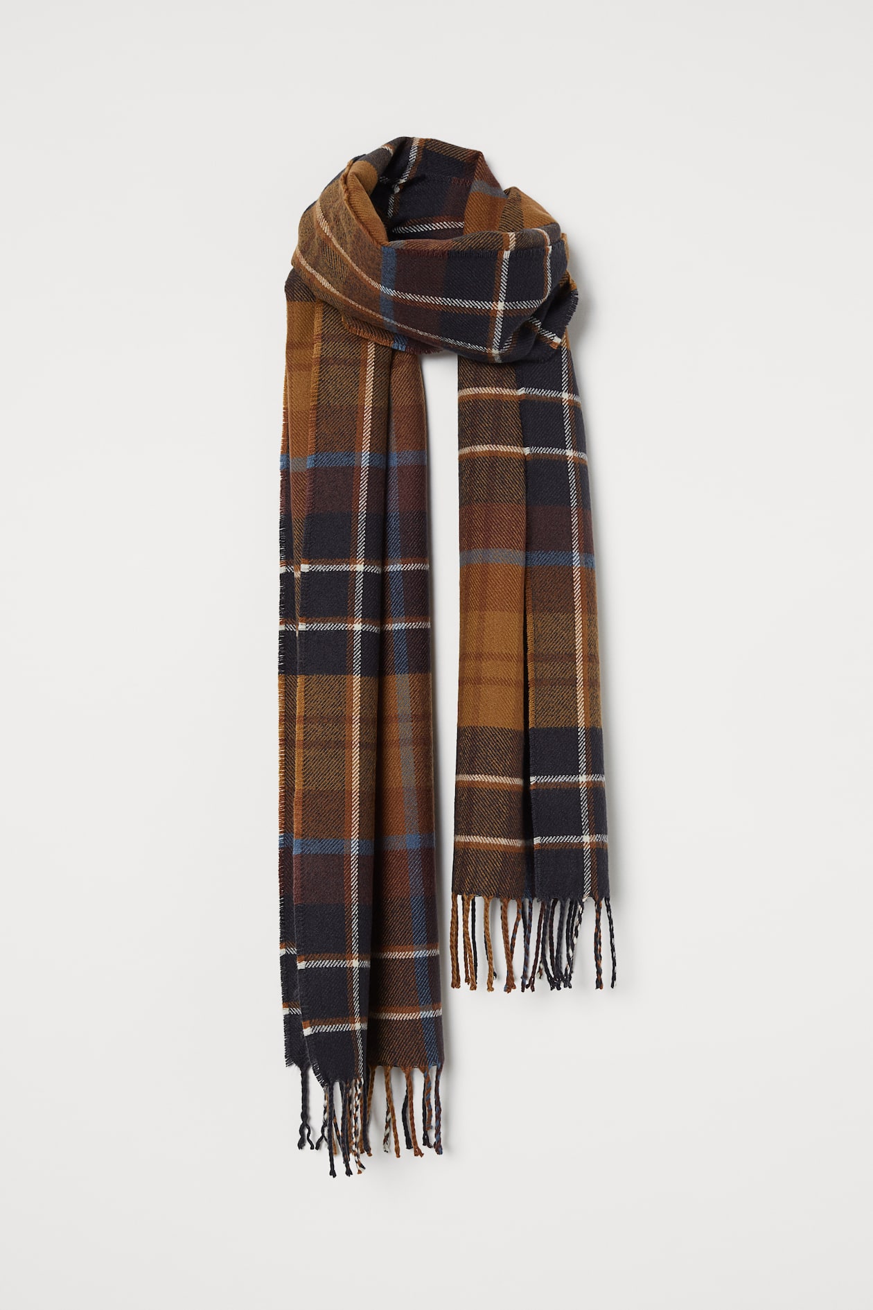 Patterned Scarf - Brown/dark blue - Men | H&M US