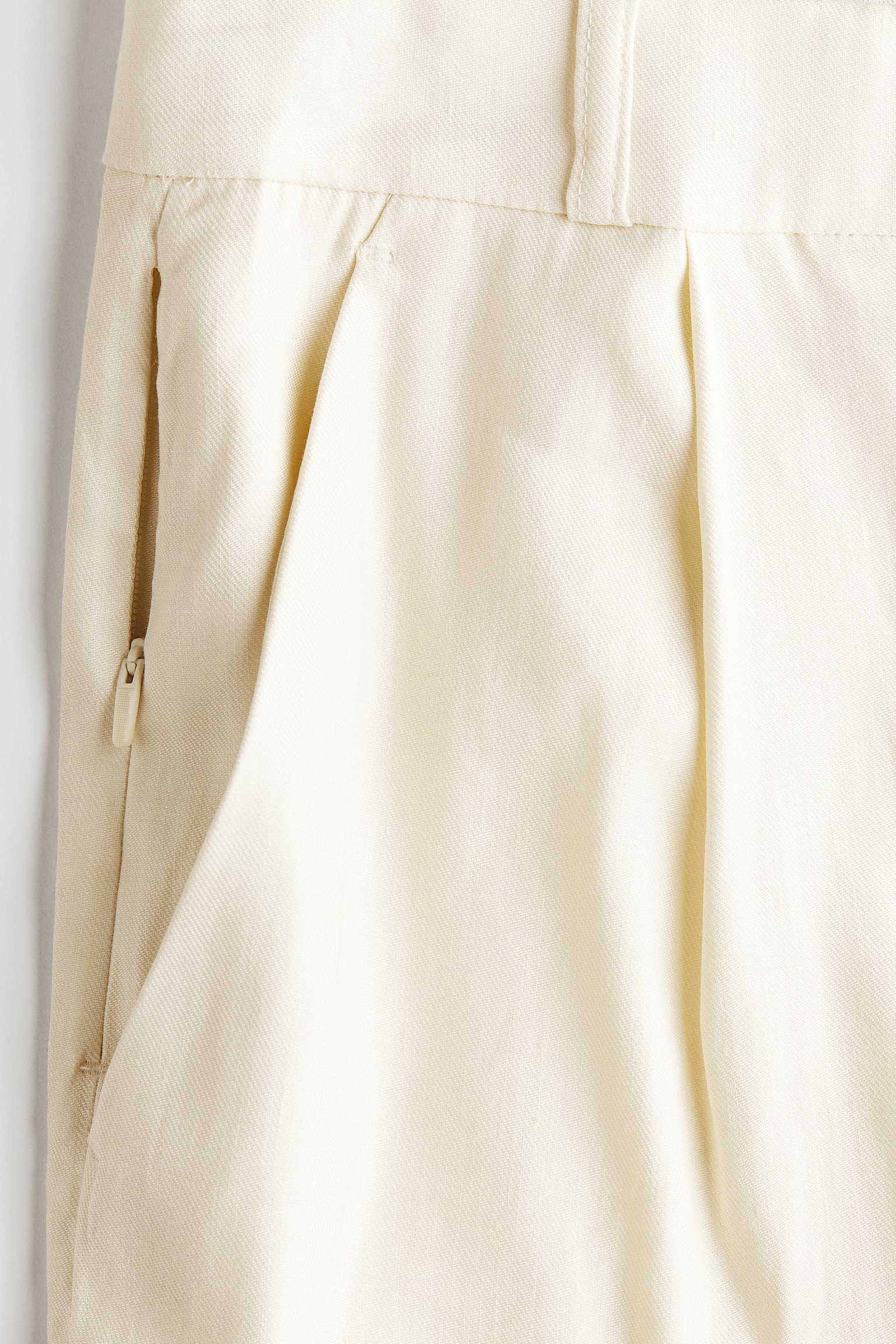 Wide linen-blend tailored trousers - Cream/Dark brown/Black - 6