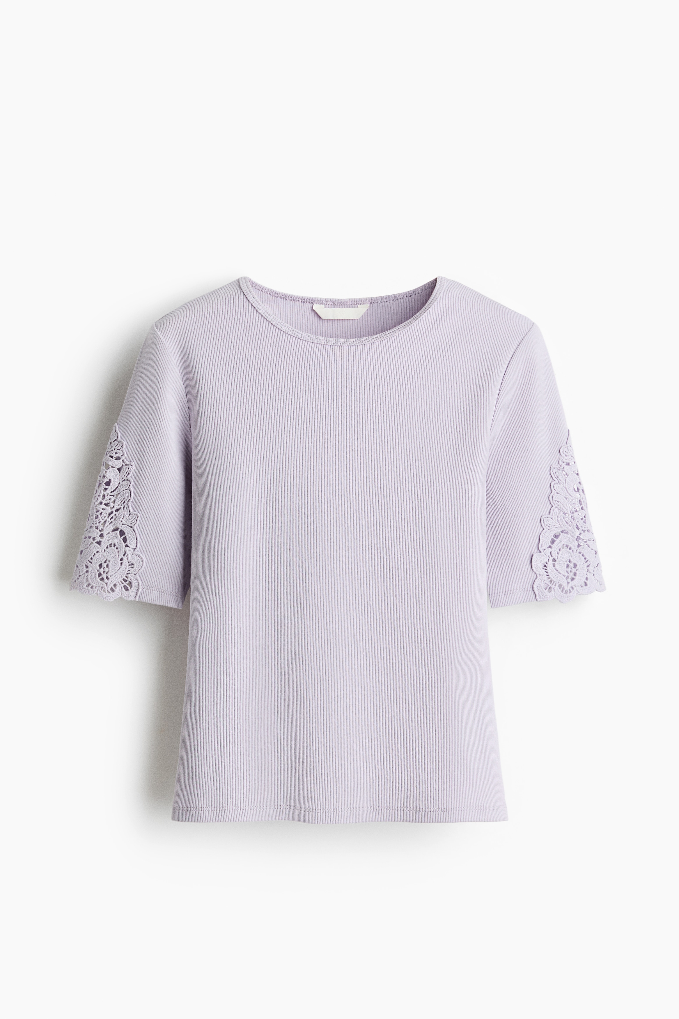 Lace-inset ribbed top - Light purple