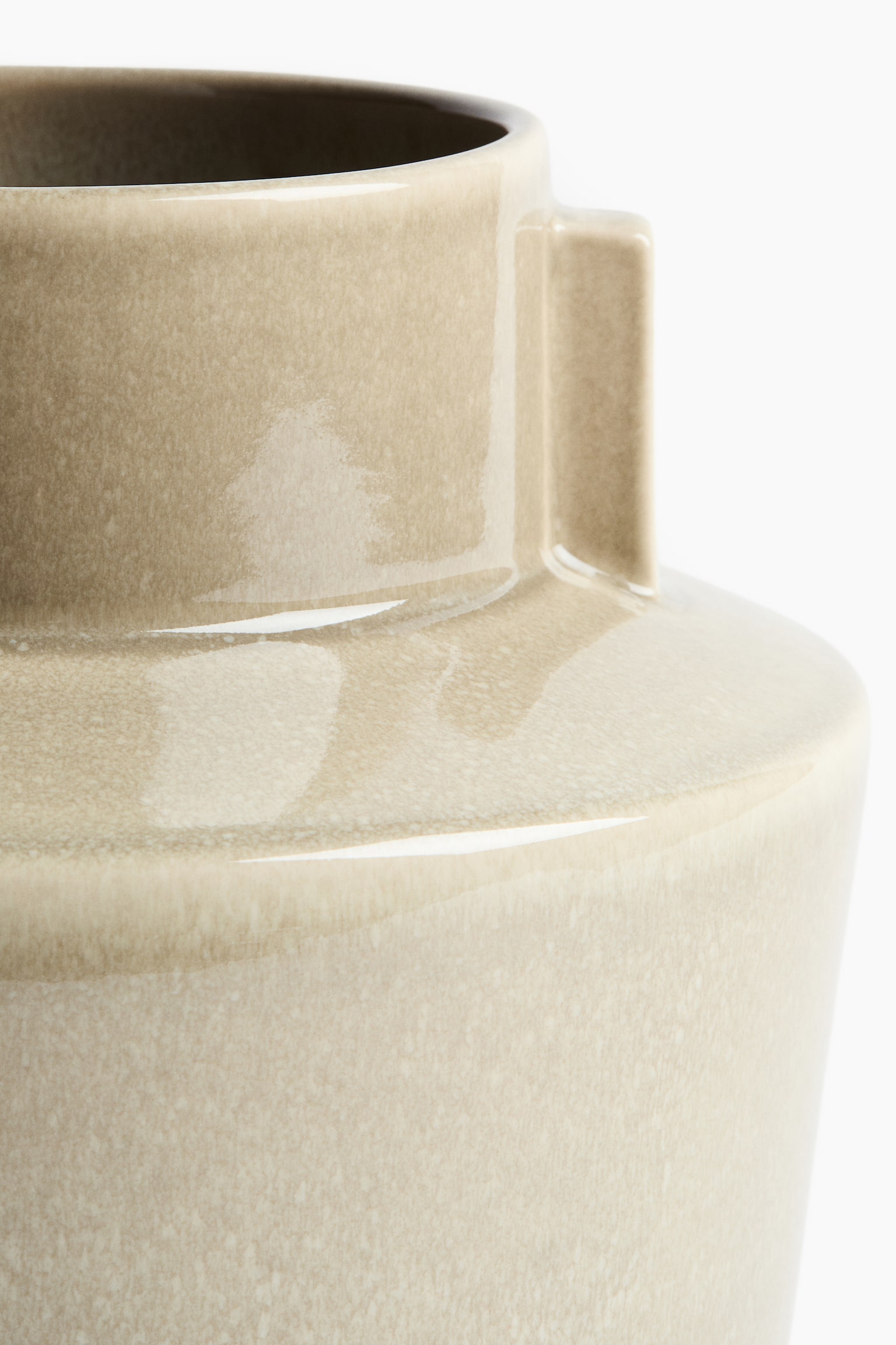 Large reactive-glaze stoneware vase - Khaki beige/Light pink - 3