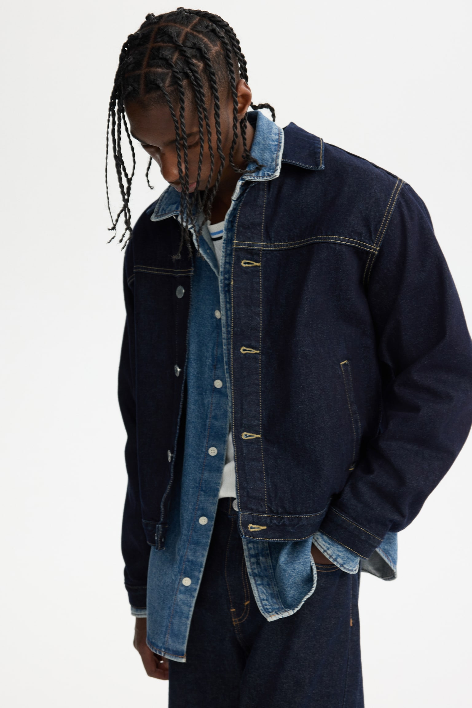 Loose Fit Denim ing - Középkék/Sötét farmerkék/Fekete - 5