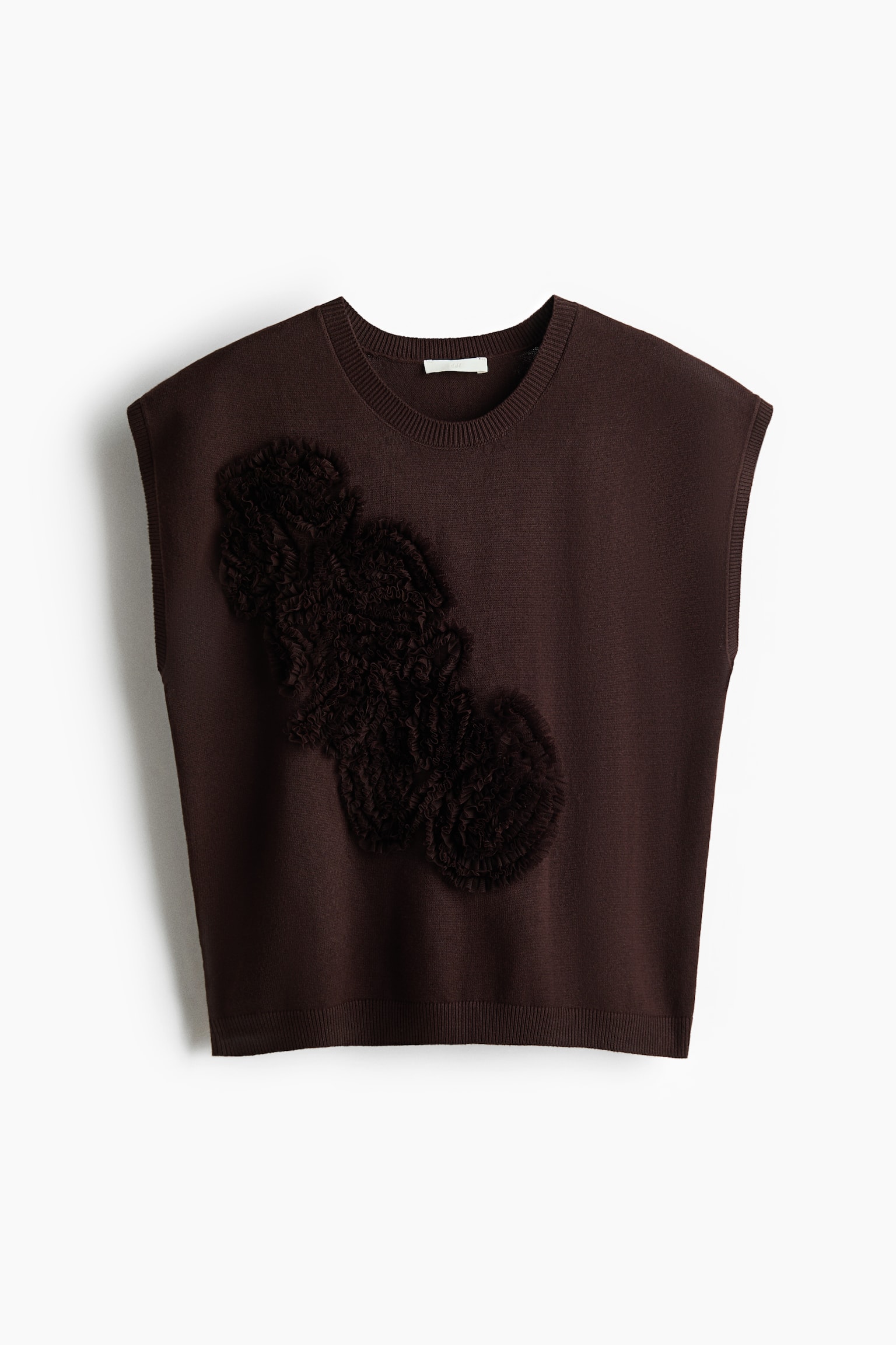 Pull sans manches avec appliqué en mesh - Marron foncé - 1