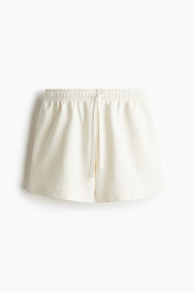 Washed Cotton Sweatshorts - Cream - 1