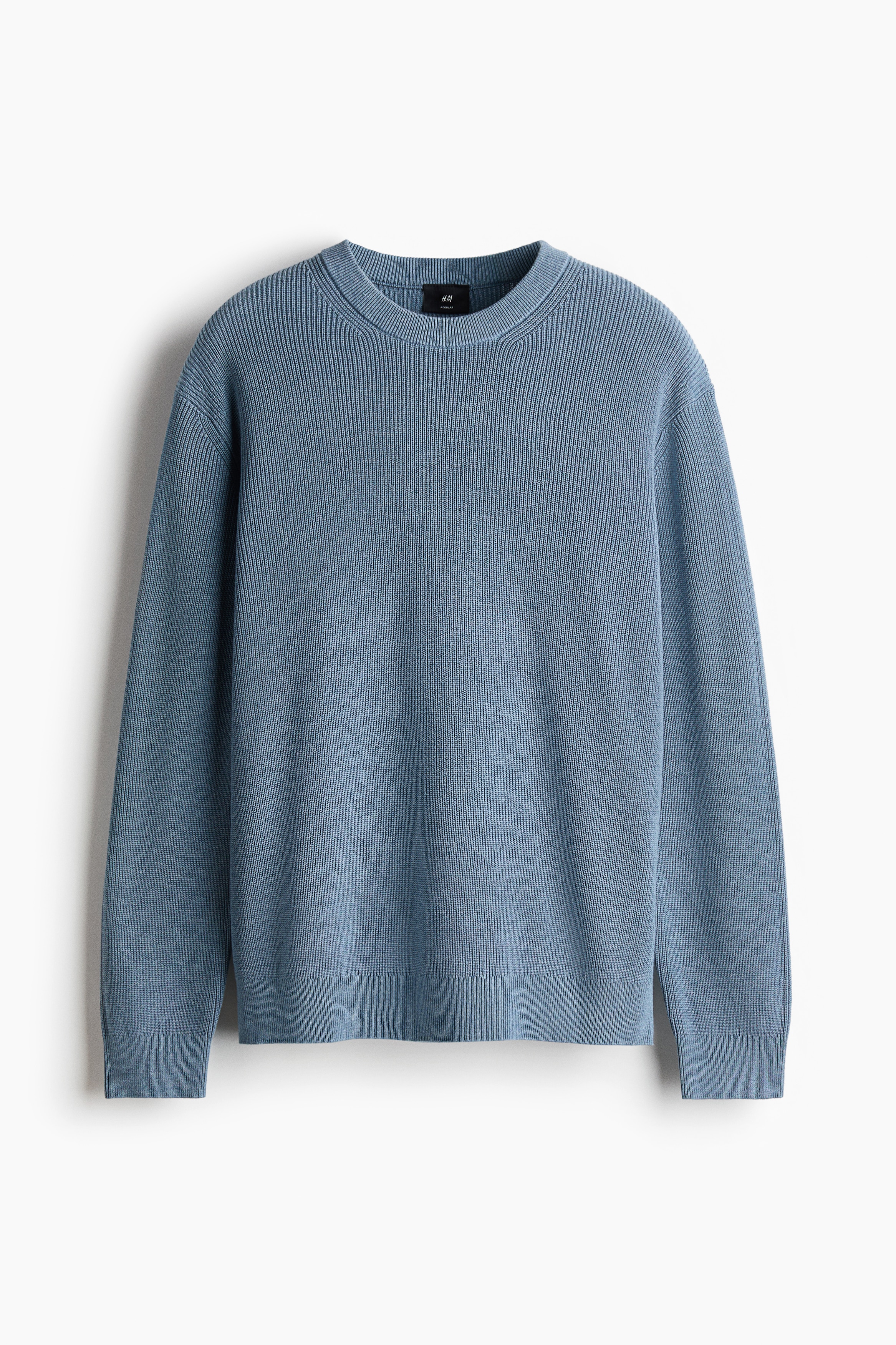 Ribstrikket trøje i bomuld Regular Fit - Mellemblå/Sort/Mørkerød/Mørkegrå/Lys beige/Stribet