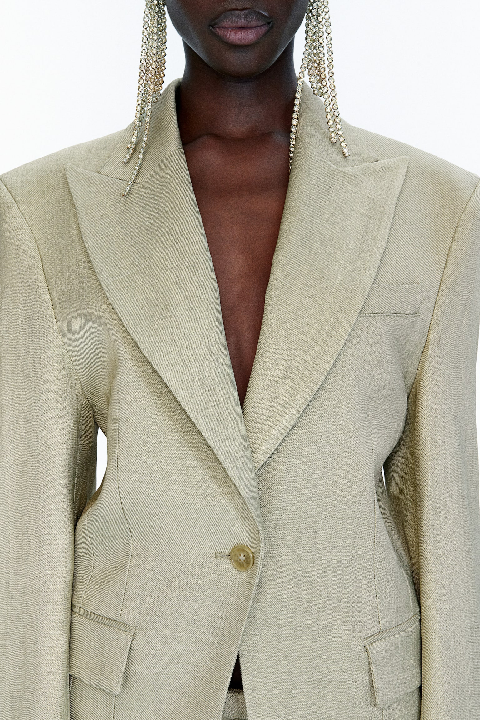 Single-button viscose blazer - Beige - 7