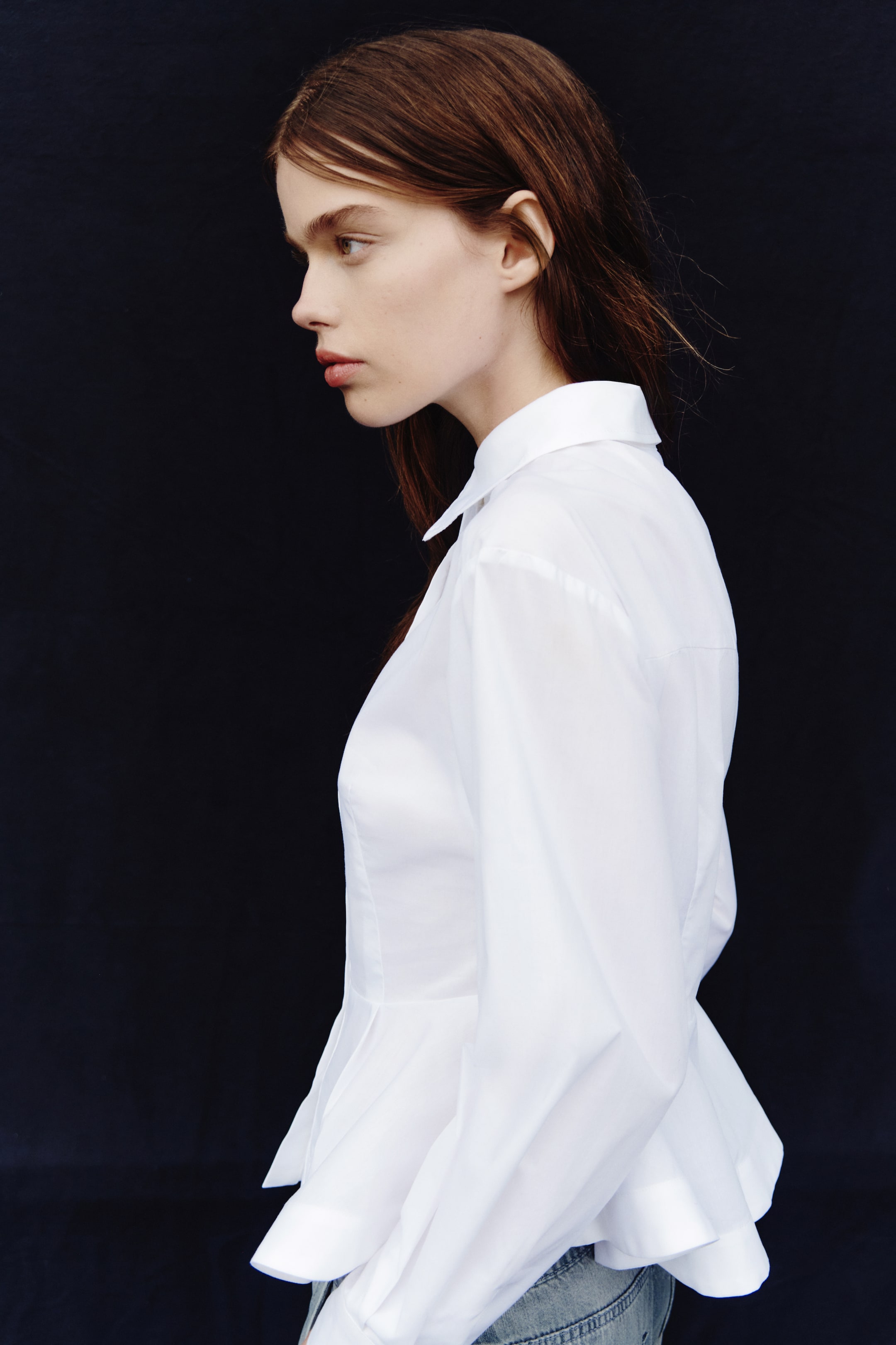 Chemise péplum en popeline