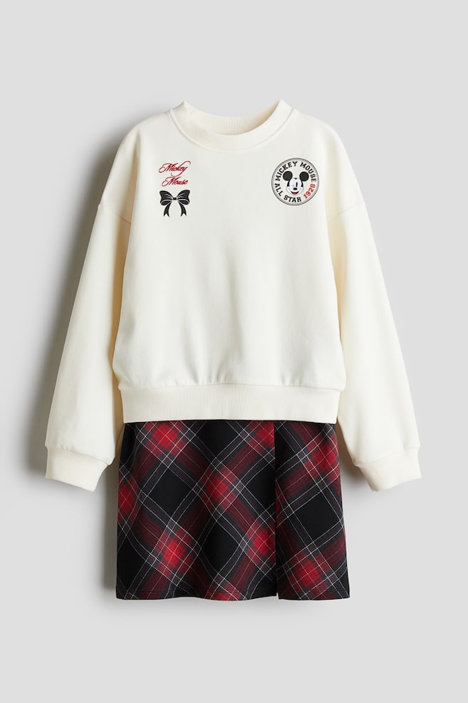 Conjunto de 2 piezas con sudadera y falda - Crema/Mickey Mouse - 1