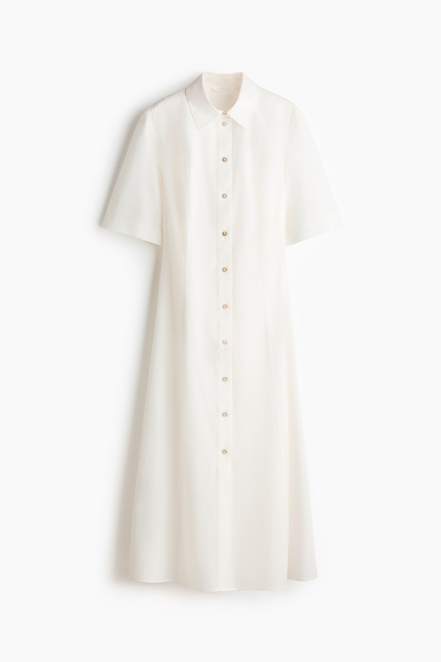 Arkası Bağcıklı Poplin Elbise - Krem/Lacivert - 1