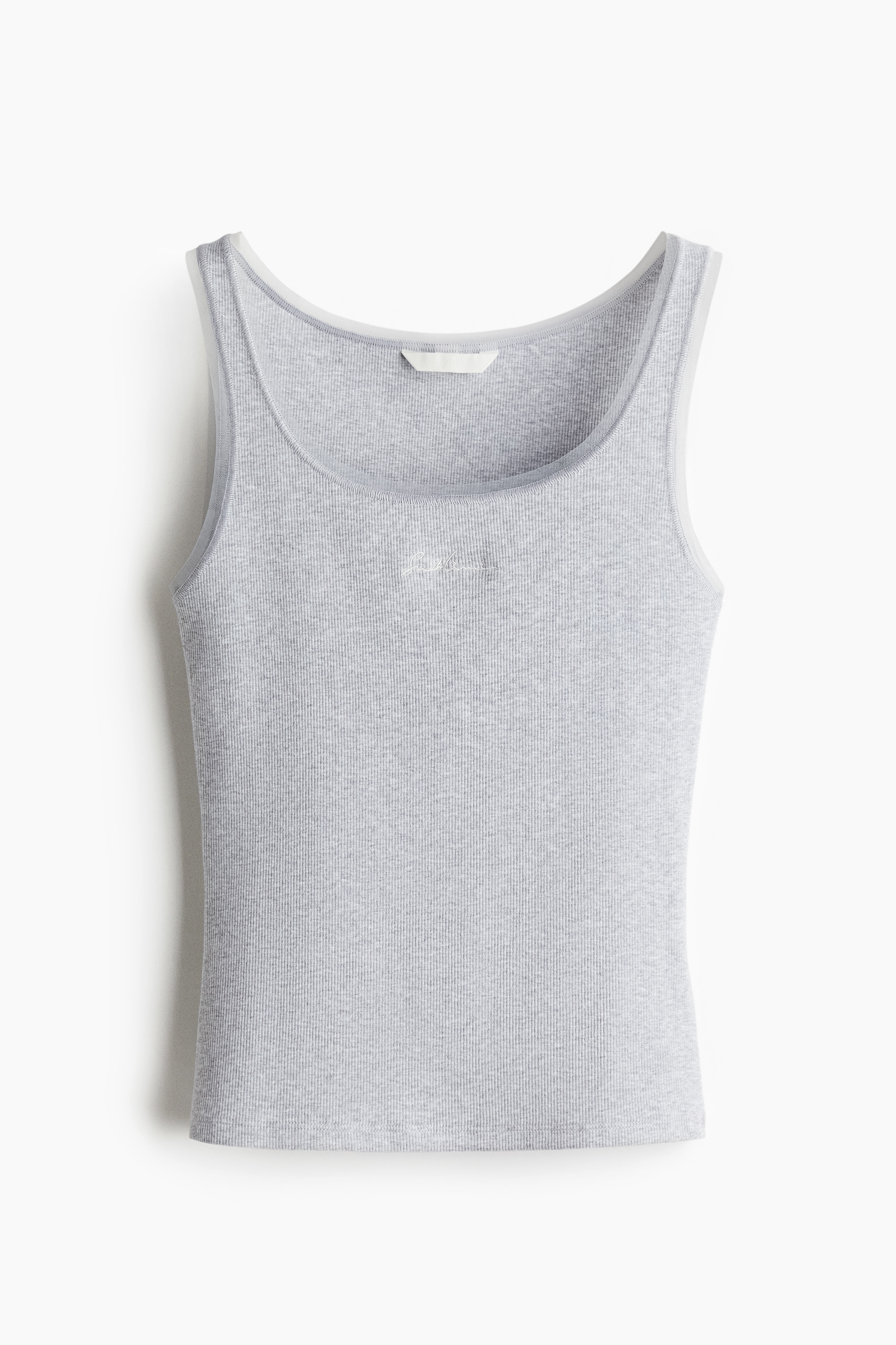 Mesh-trimmed vest top - Grey marl/Sublime/Dark brown/Orenda