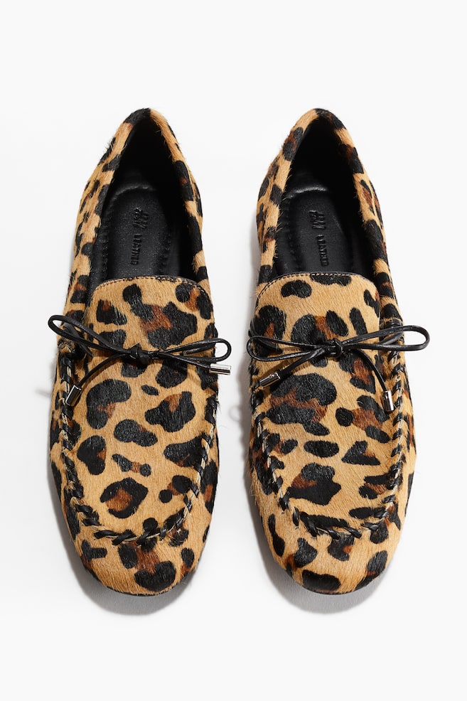 Loafer aus Leder - Beige/Leoparden-Imitat/Schwarz - 1