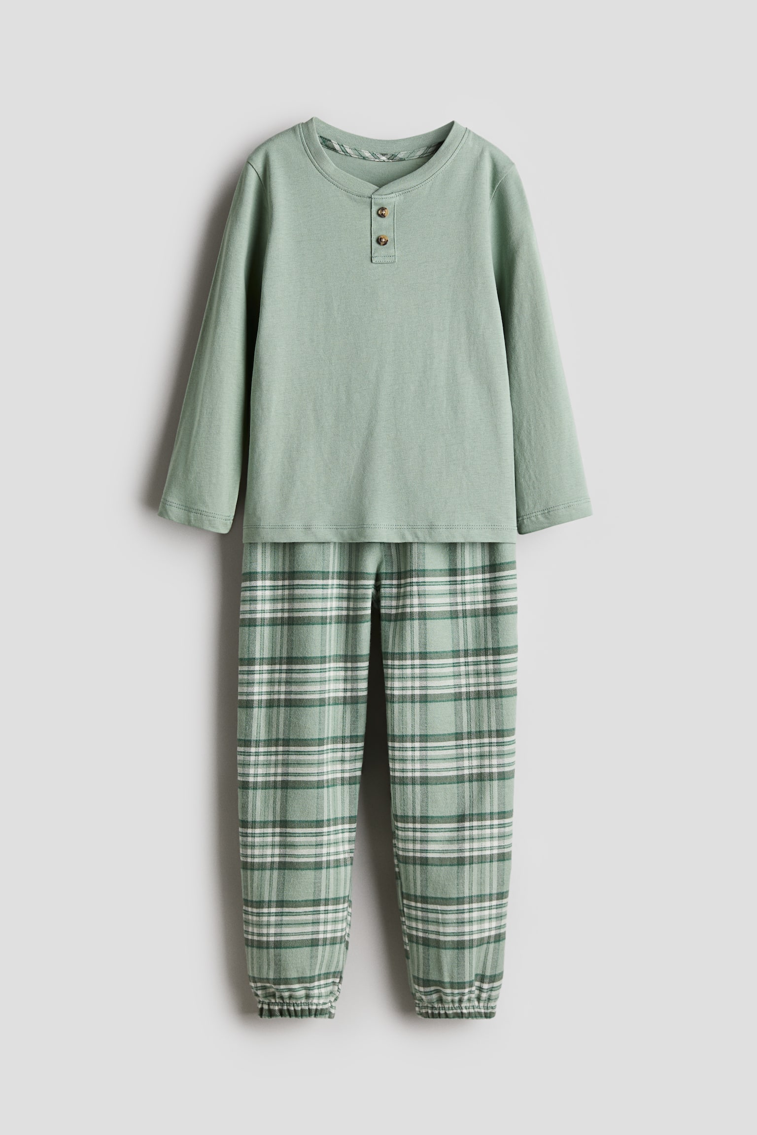 Cotton pyjamas - Dusty green/Checked/Dark blue/Checked/White/Red/Checked - 1