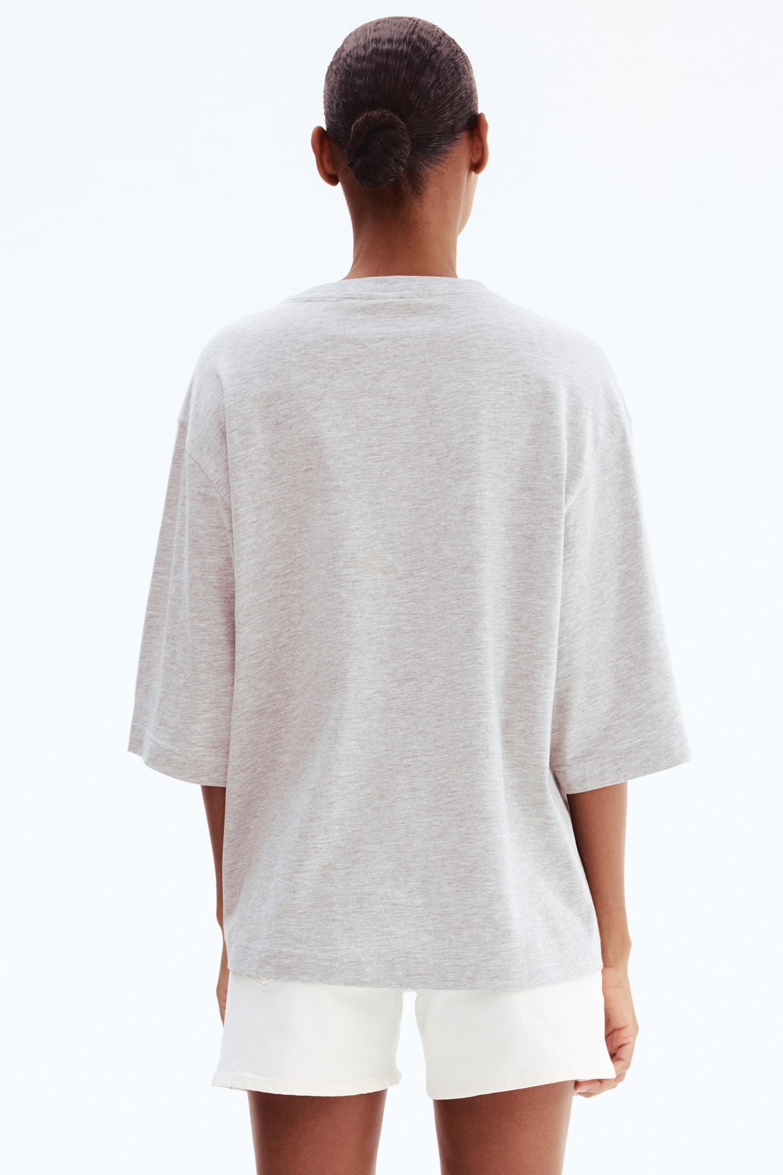 Oversized Cotton T-Shirt - Light gray melange/NYC/Light beige - 4