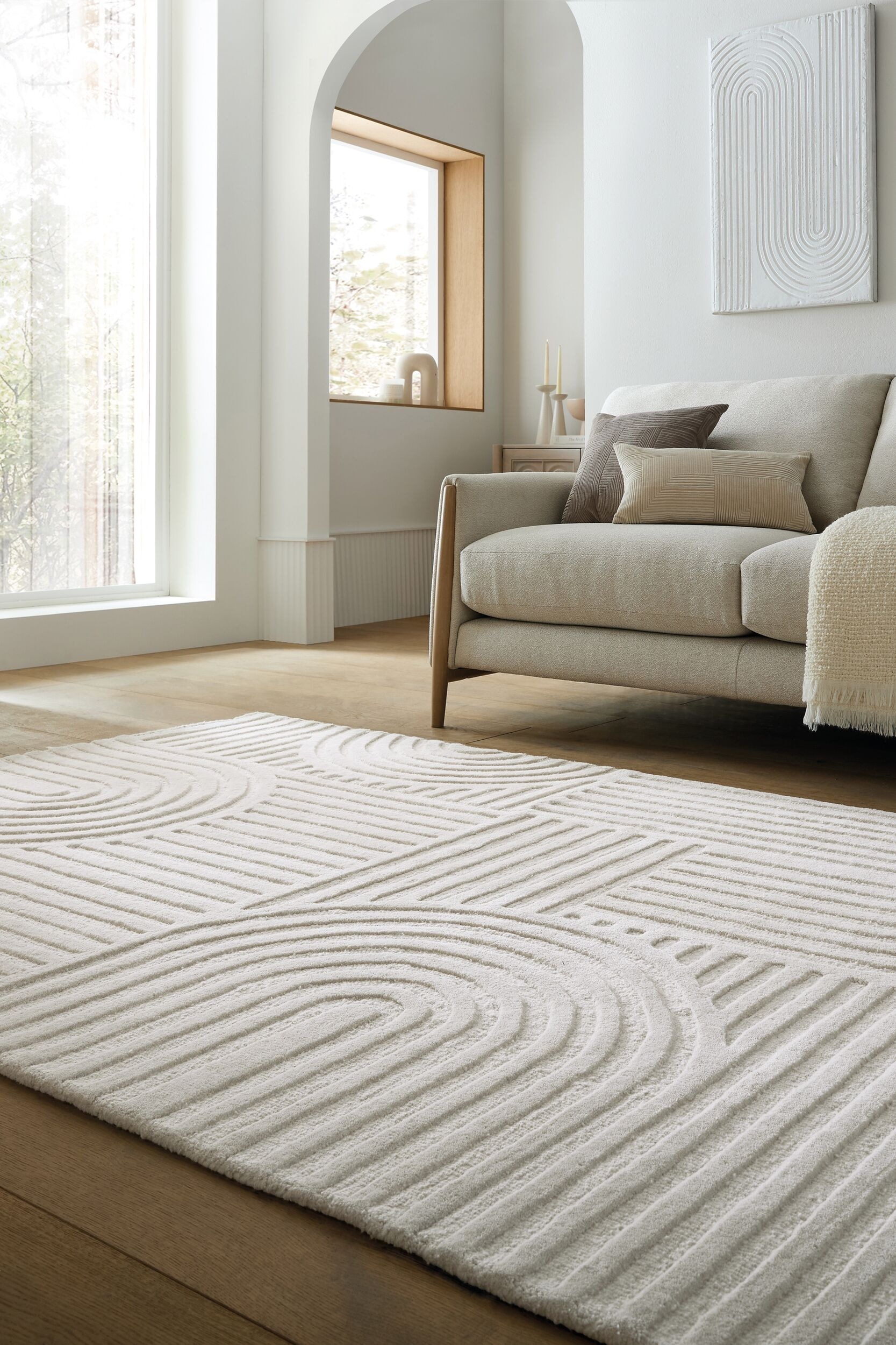 Moderni Zen Garden Villamatto-Luonnonvalkoinen