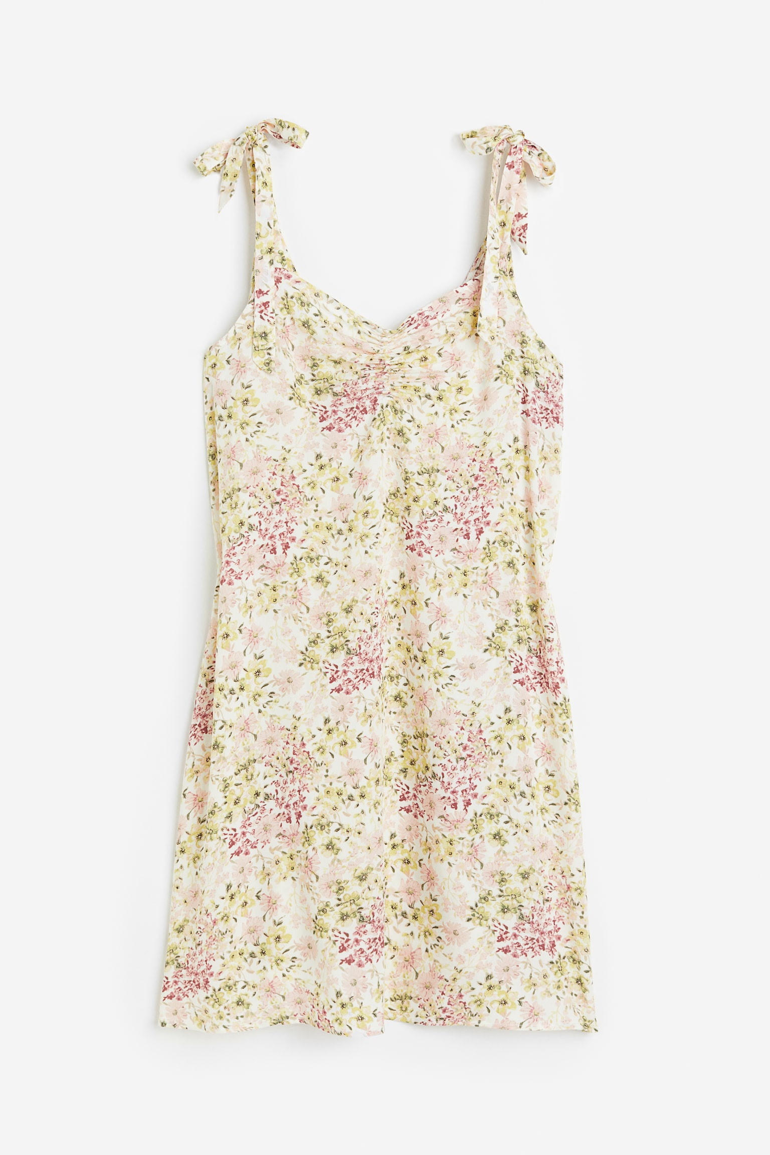 MAMA Tie-detail dress - Cream/Floral/Light green - 1