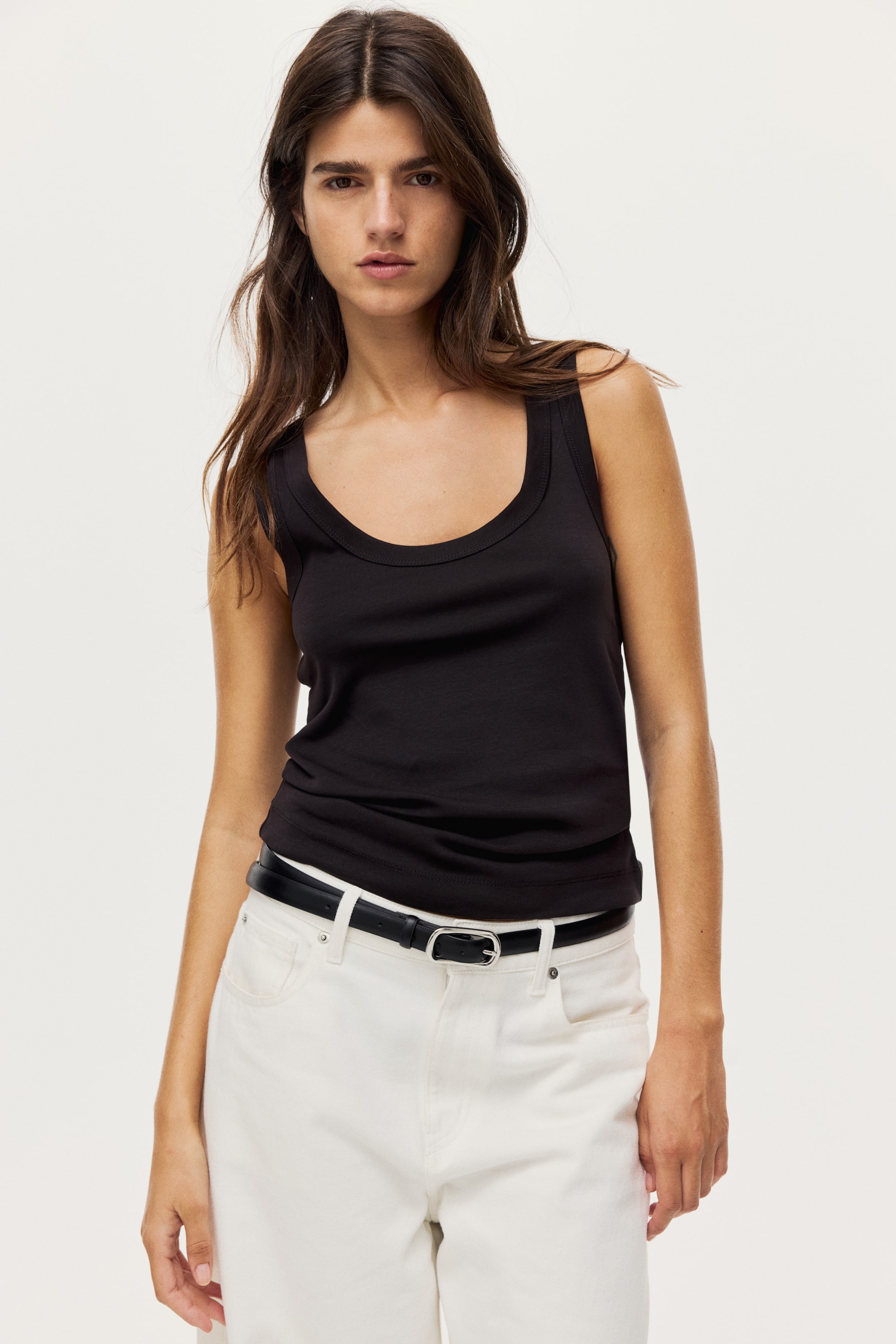 View larger image: Fitted vest top - Dark brown - Ladies | H&M SG 2