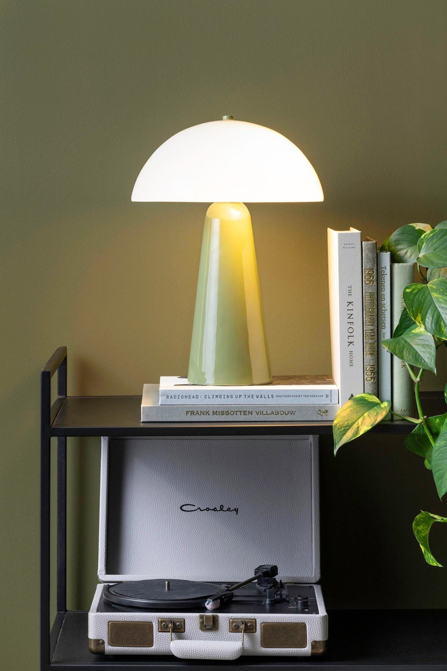 Vidrio Centro Lampe À Poser - Vert Jungle/Gris Chaud/Noir/Blanc