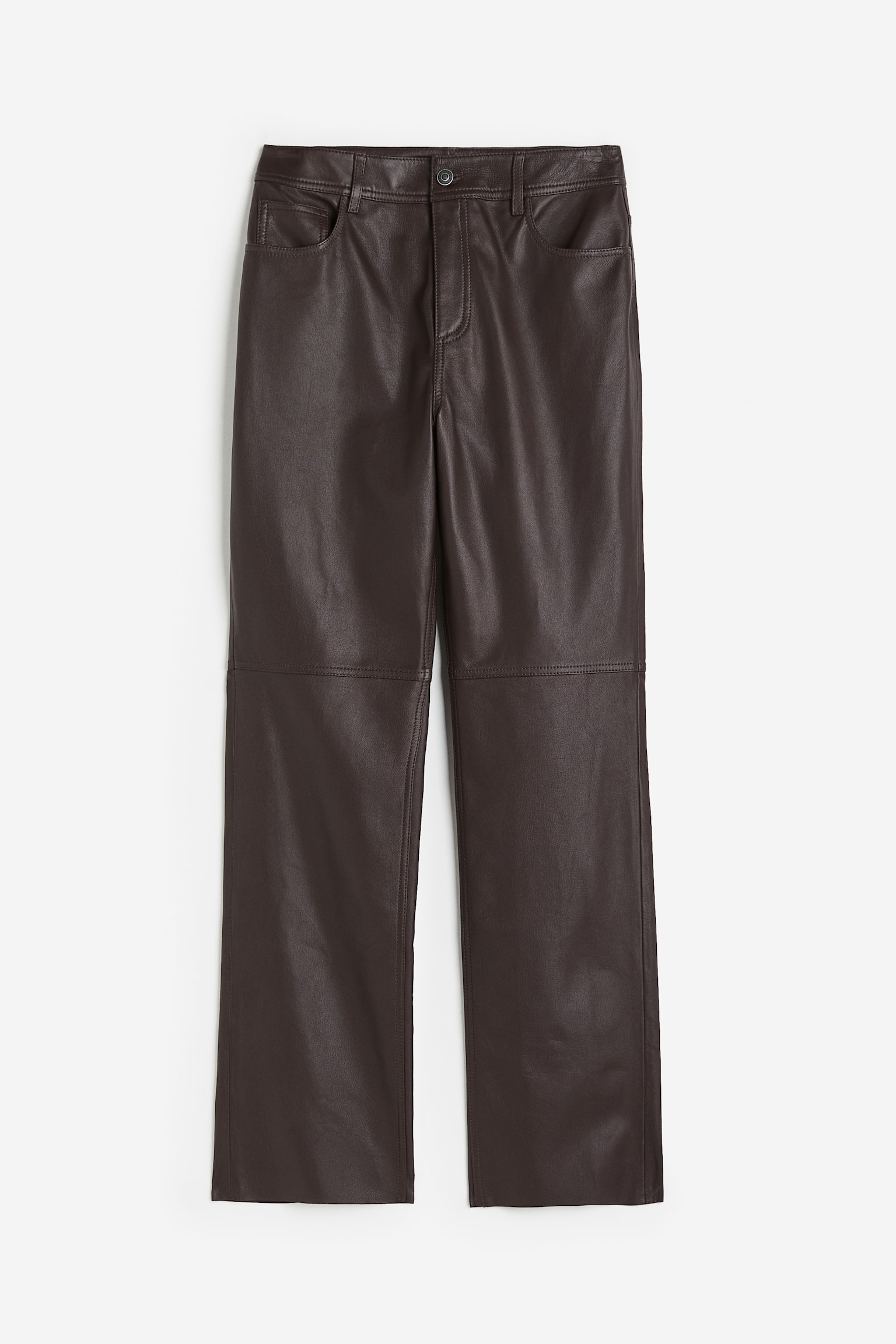 Straight Leather Pants - Dark brown/Black/Dark grey - 1