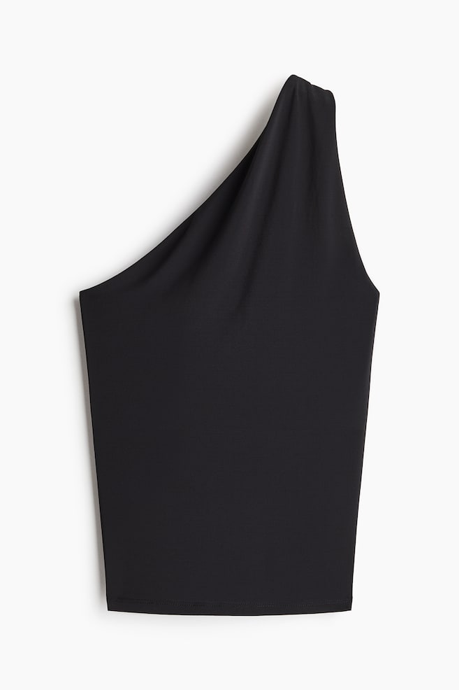 One-Shoulder Top - Black/Light beige - 1