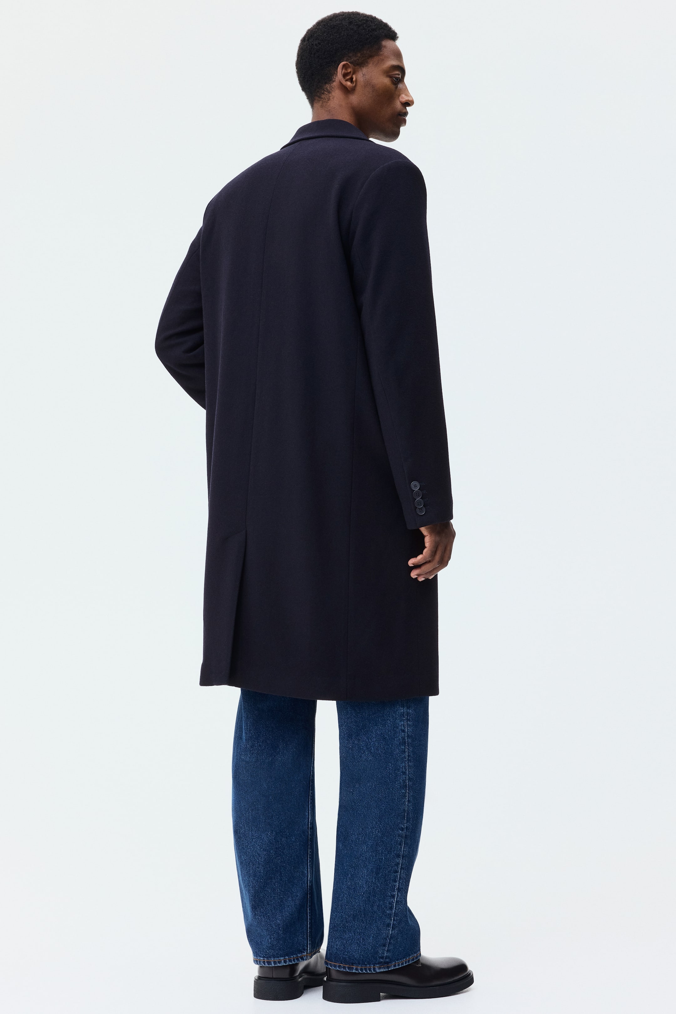 View larger image: Single-Breasted Wool-Blend Coat - Dark blue - Men | H&M US 5