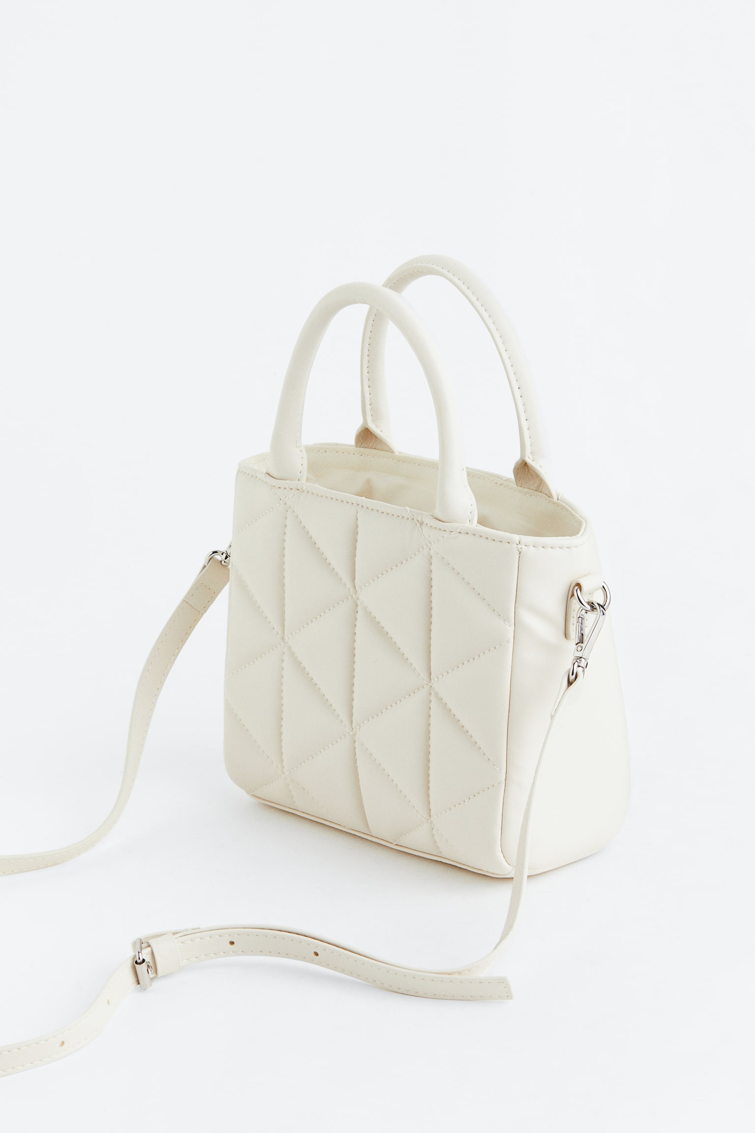 Quilted Handbag - White/Pink - 3