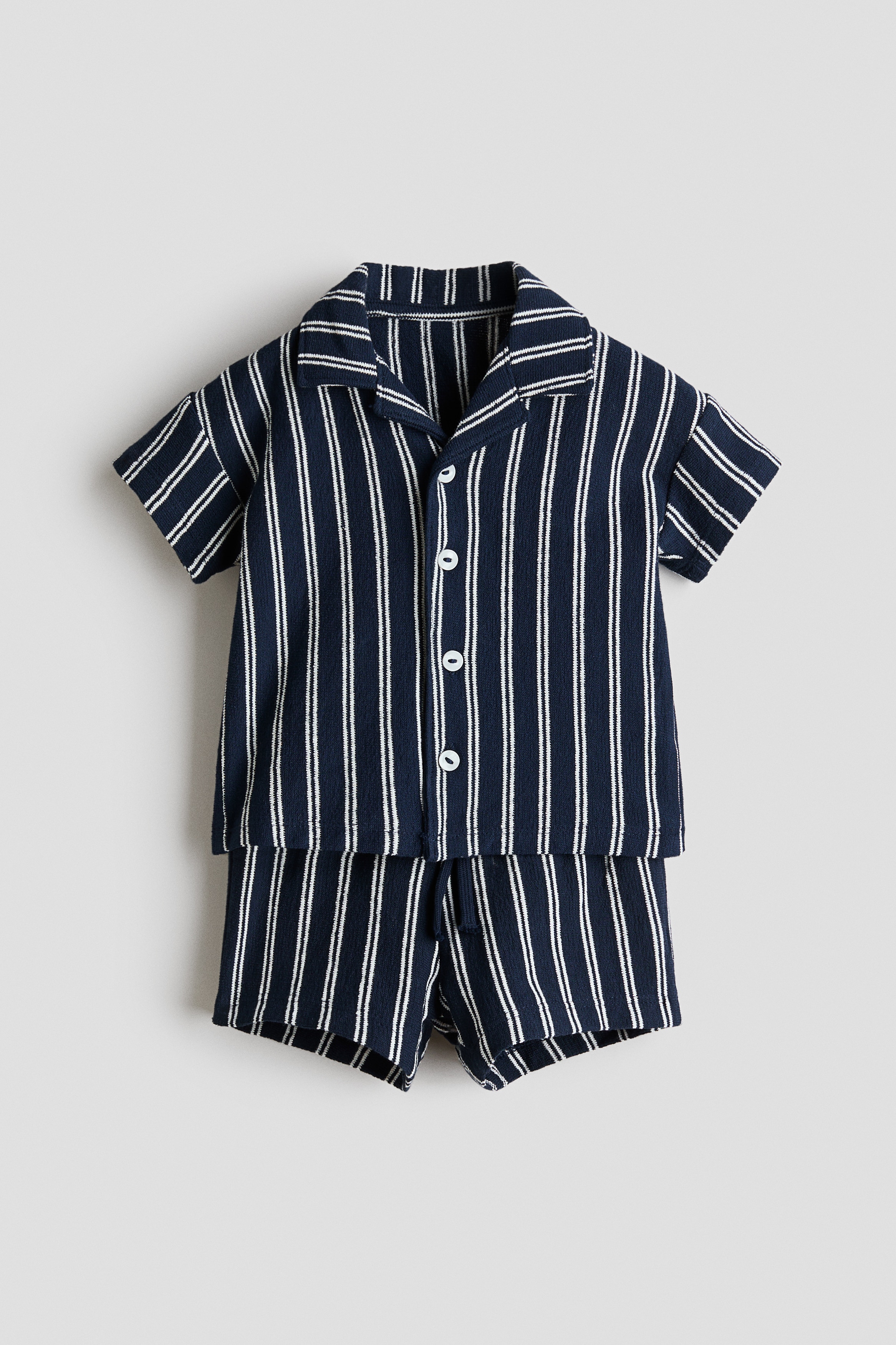 2-piece cotton jersey set - Navy blue/Striped/Yellow/Striped