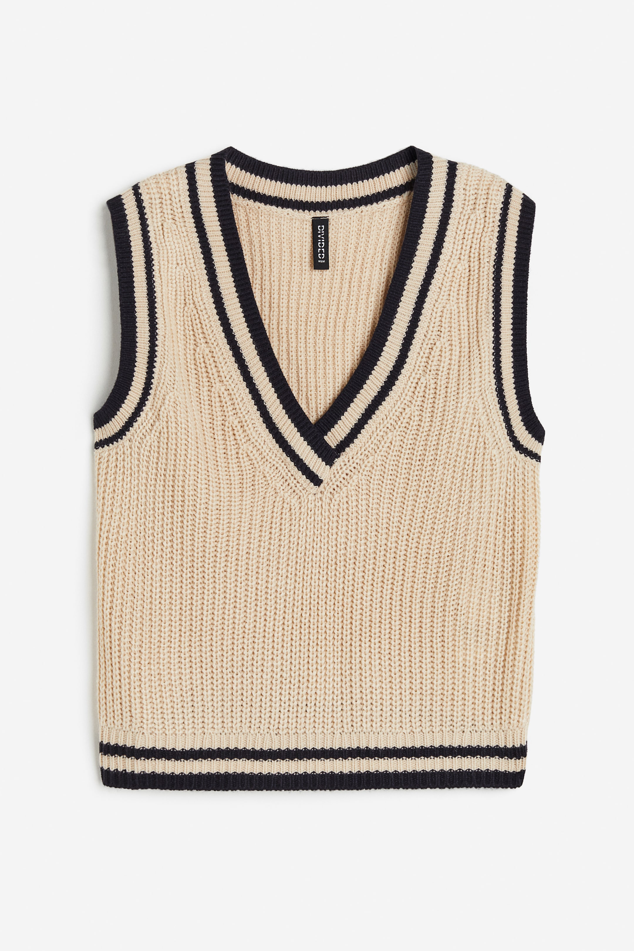 Rib-knit Sweater Vest - Beige/black - Ladies | H&M US