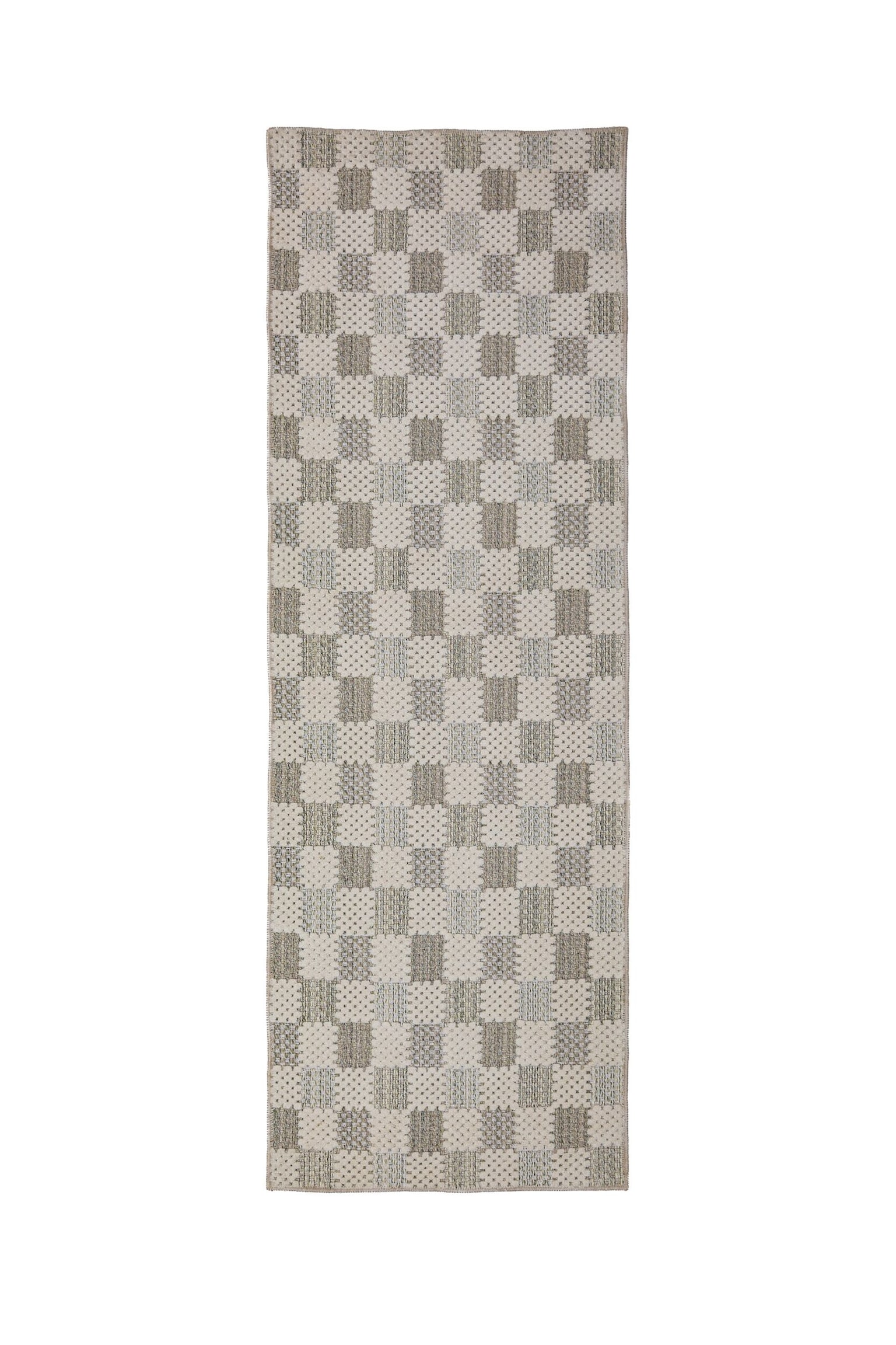 Muted Checkerboard Wasbare Loper - Groen/Blauw - 1