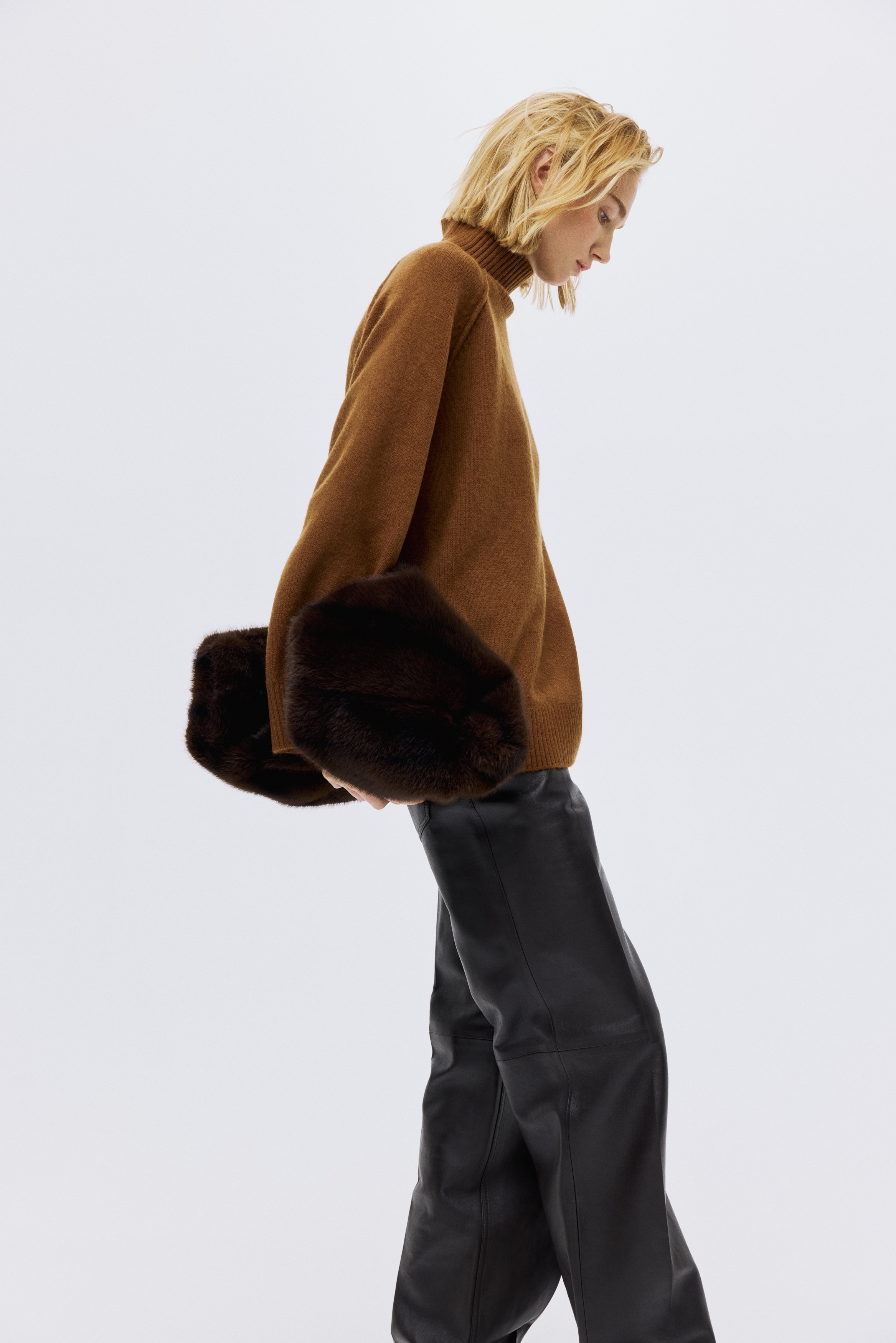 Oversized Mock-Turtleneck Sweater - Brown - Ladies | H&M US