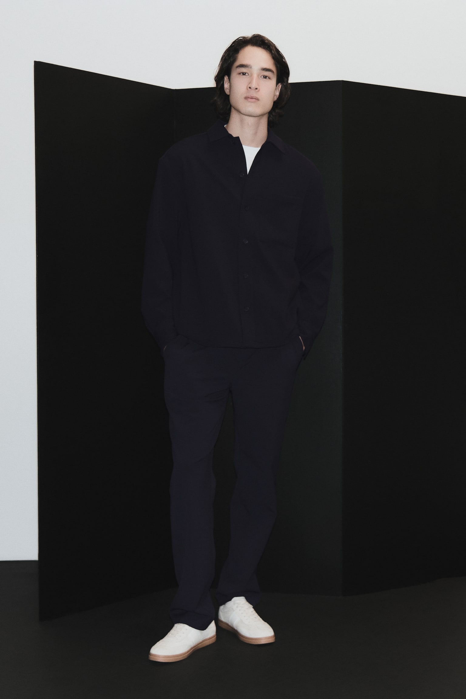 Four-way Stretch Overshirt - Navy blue/Dark brown/Black/Dark brown - 4