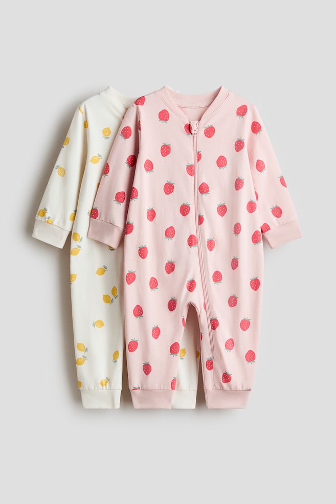 Pack de 2 pijamas de algodón con diseño estampado - Rosa claro/Fresas/Lila/Floral/Blanco/Rosa claro/Verde empolvado claro/Floral/Azul marino/Espacio/Rosa/Estampado de leopardo/Rosa/Floral/Verde claro/Animales - 1