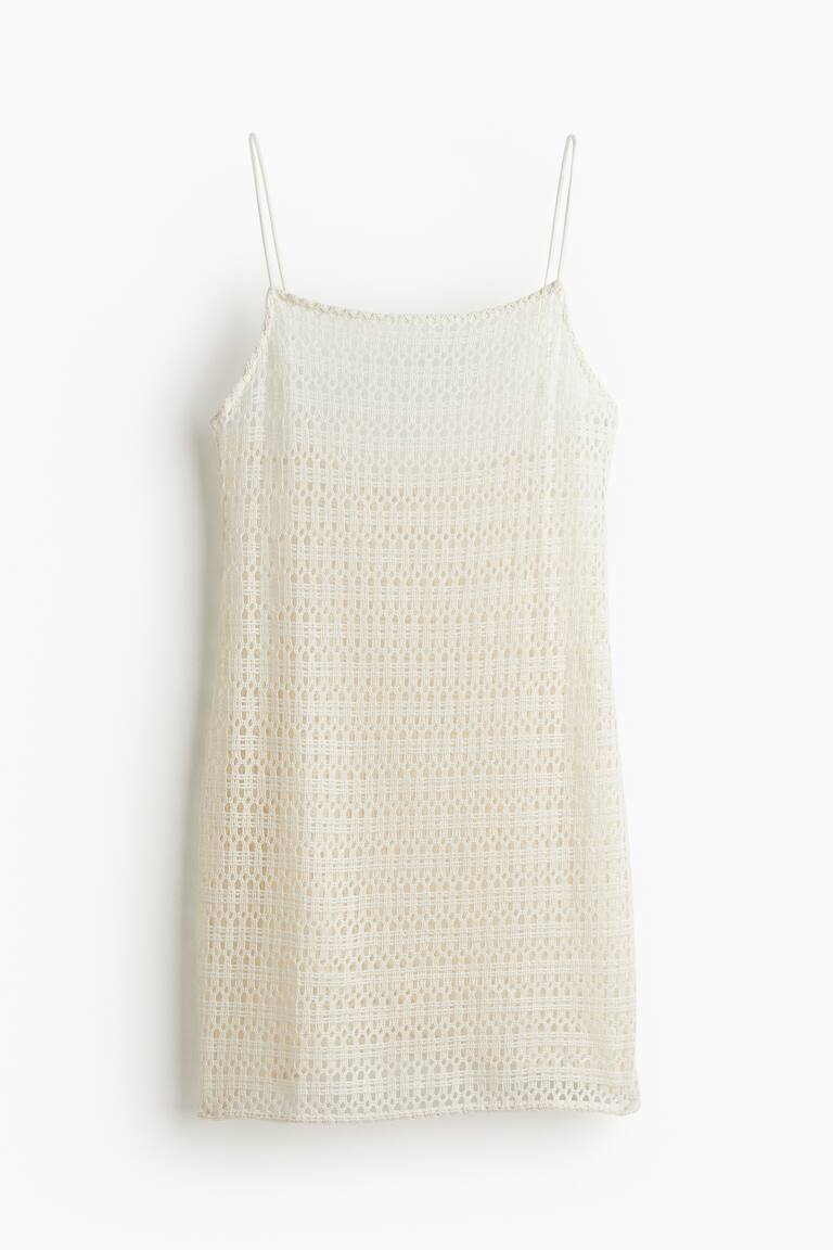 h&m crochet beach dress Women's White Crochet-Look Beach Dress