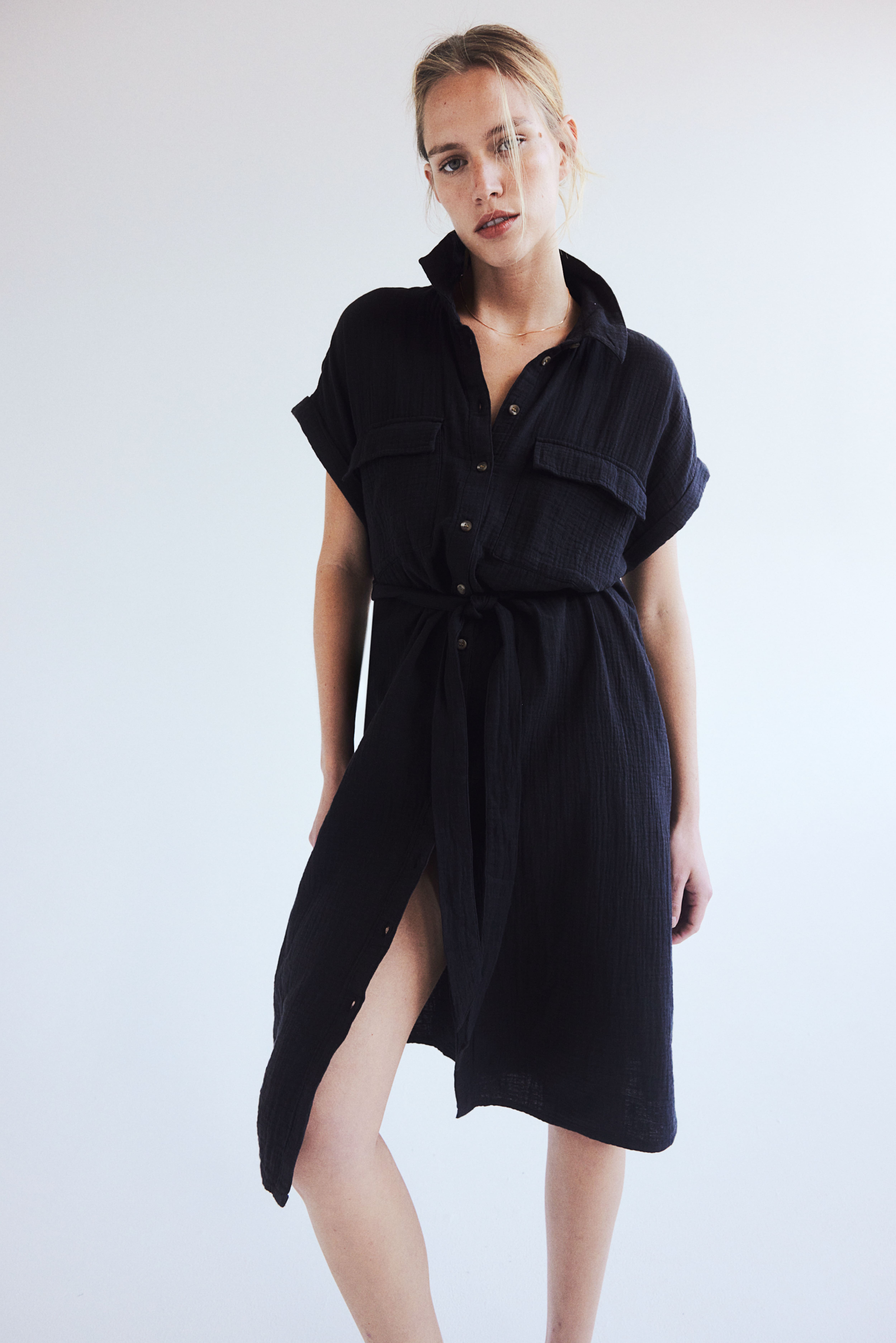 H and m black shirt dress online