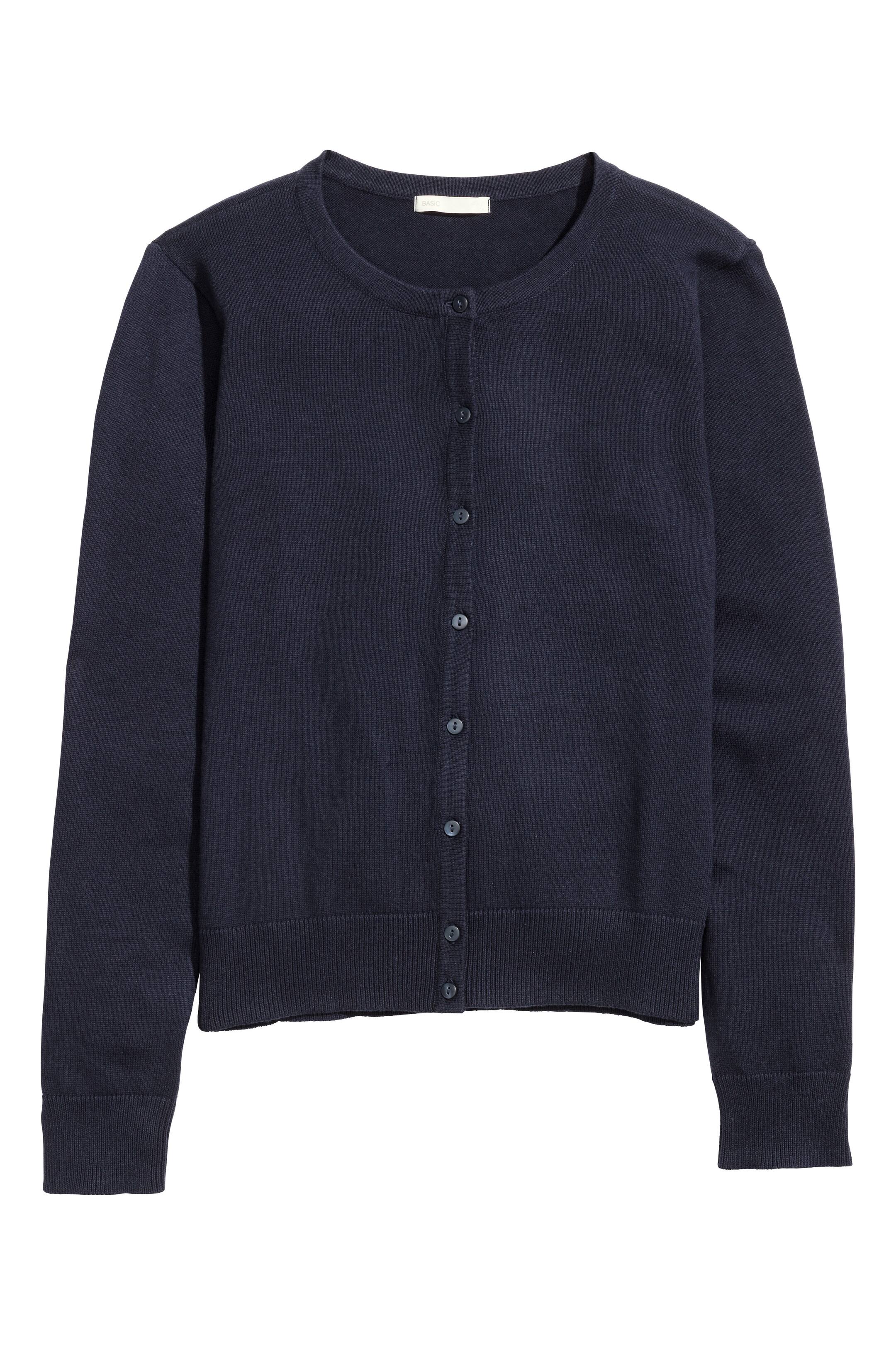View larger image: Fine-knit cotton cardigan - Dark blue - Ladies | H&M GB 1