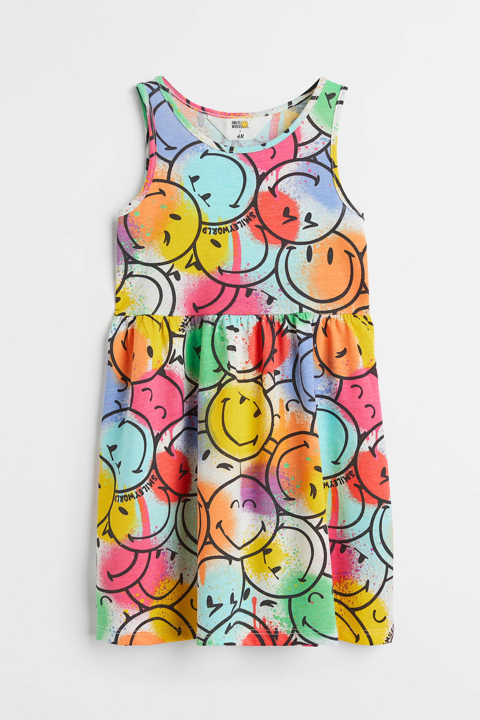 Patterned Cotton Dress - White/SmileyWorld