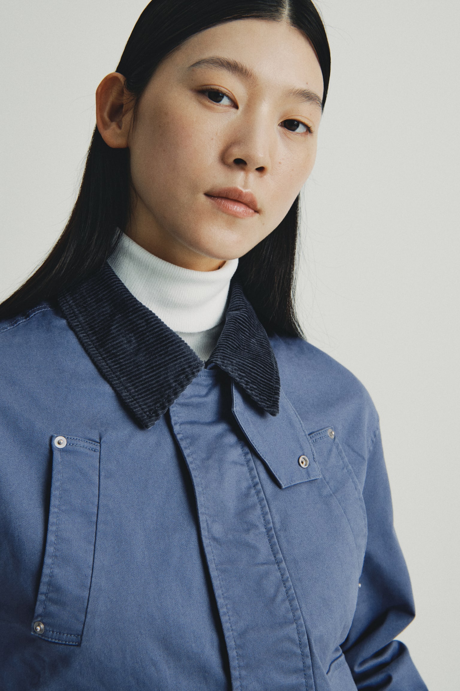 コーデュロイカラー ツイルジャケット - ダスティブルー - 3