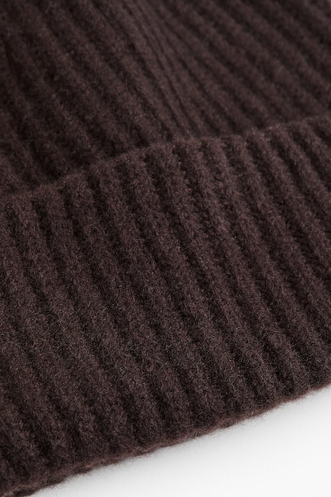 Rib-knit cashmere hat - Dark brown/Light grey - 2