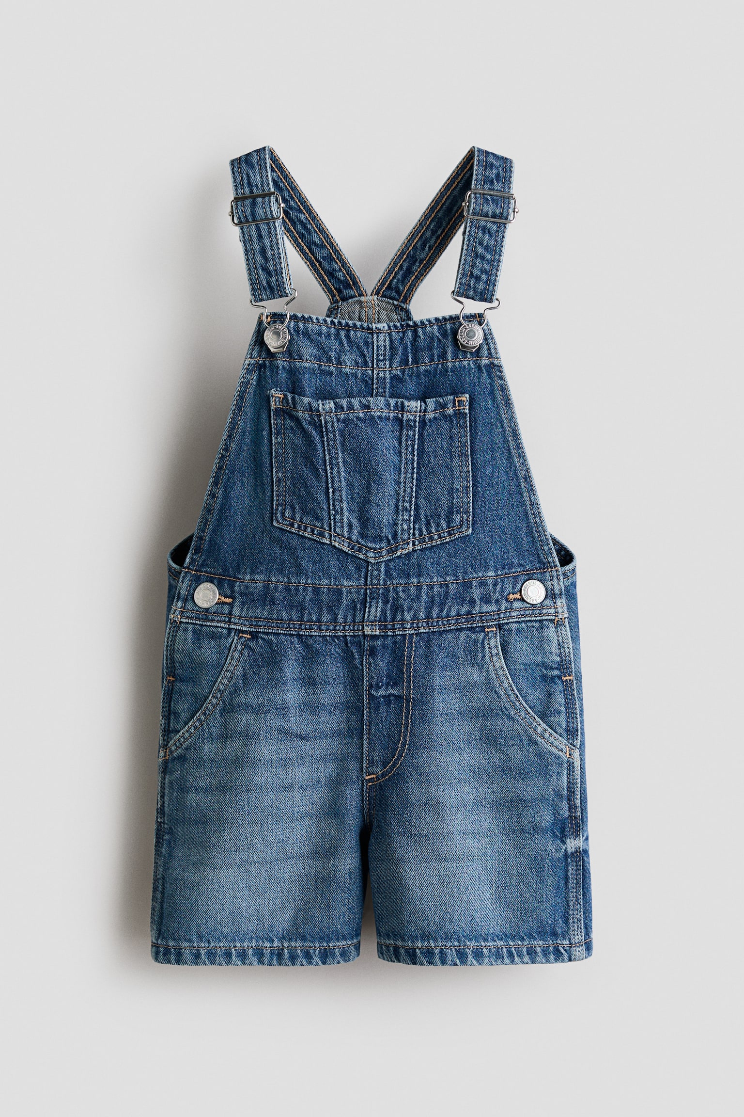 Denim dungaree shorts - Denim blue/Light denim blue - 1
