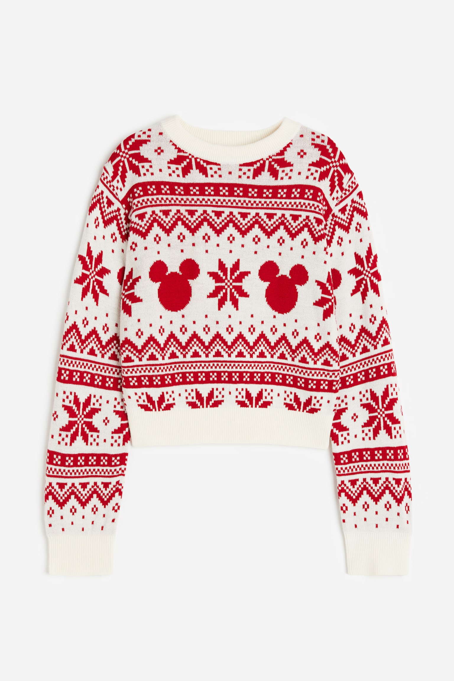 Jacquard Knit Sweater - Red/Mickey Mouse - 1