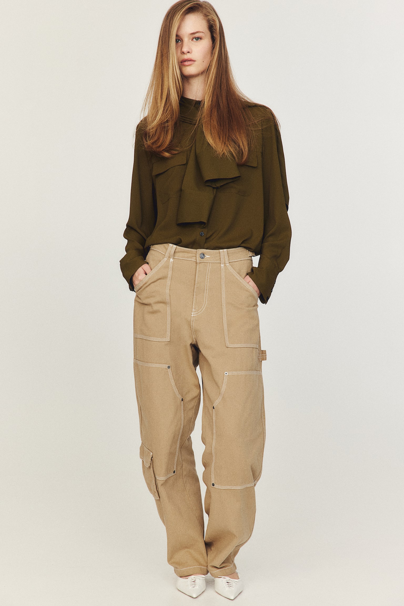 Twill cargo trousers - Dark beige - 6