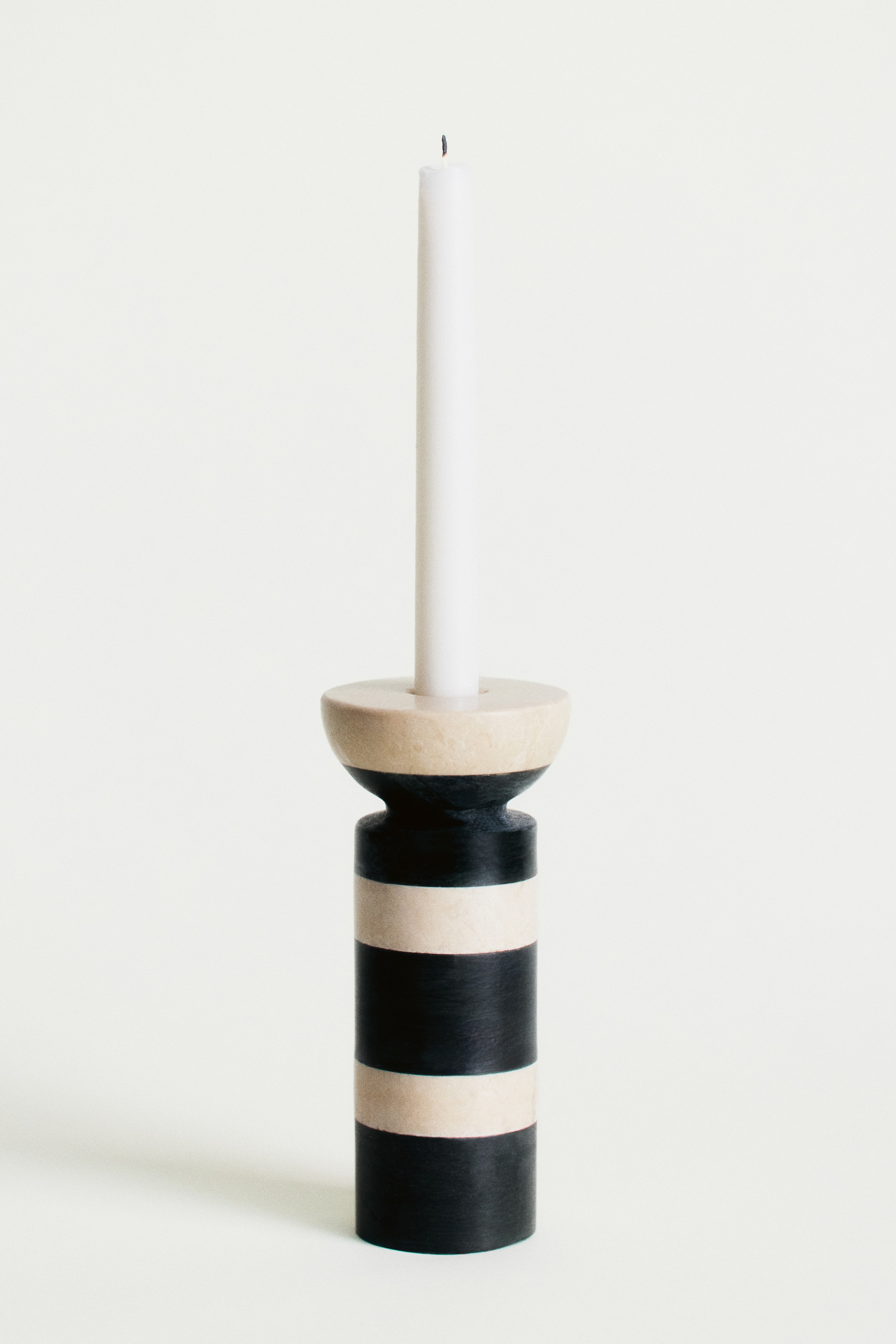 Marble Candlestick - Black/marbled