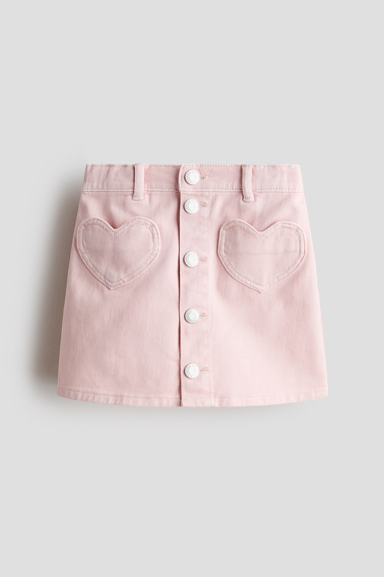 A-line denim skirt - Light pink/Denim blue/Hearts - 1