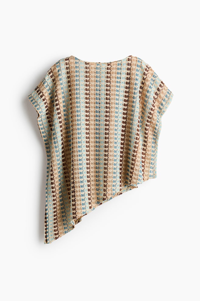 Asymmetric Cape Top - Light beige/patterned - 1