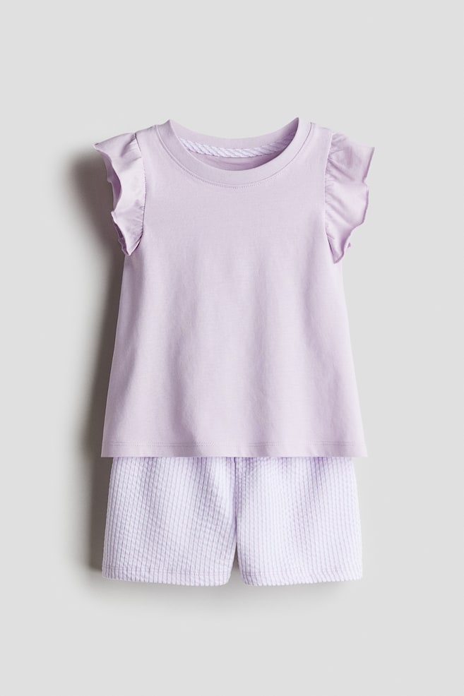 Pijama - Mov-deschis/Piersică-deschis/dungi - 1