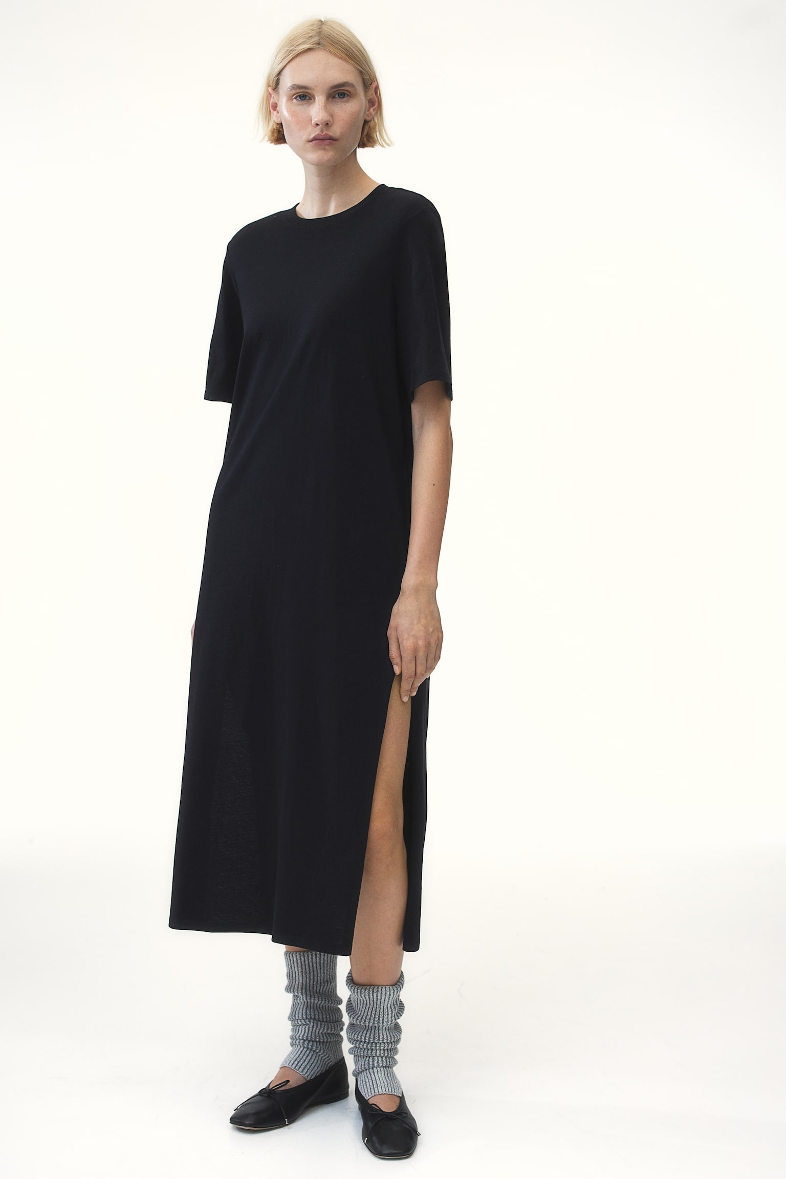 Shoulder Pad Tee Dress - Black/Dark grey/Washed/Light blue - 5