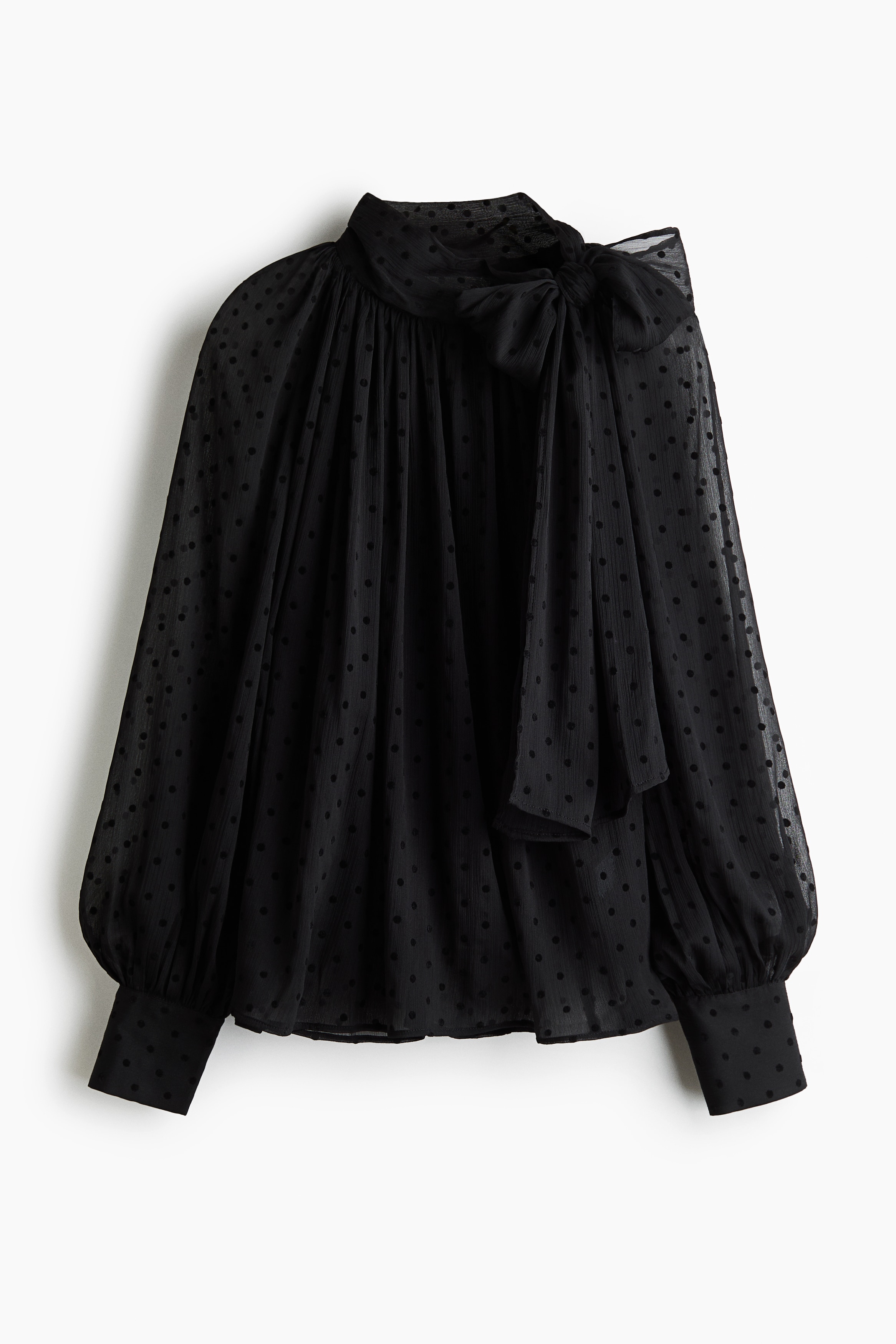 Bow-collar plumeti blouse