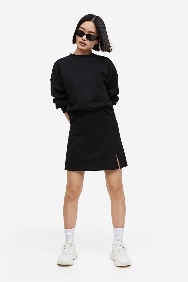 A-line jersey skirt - Black/White/Dark grey - 5
