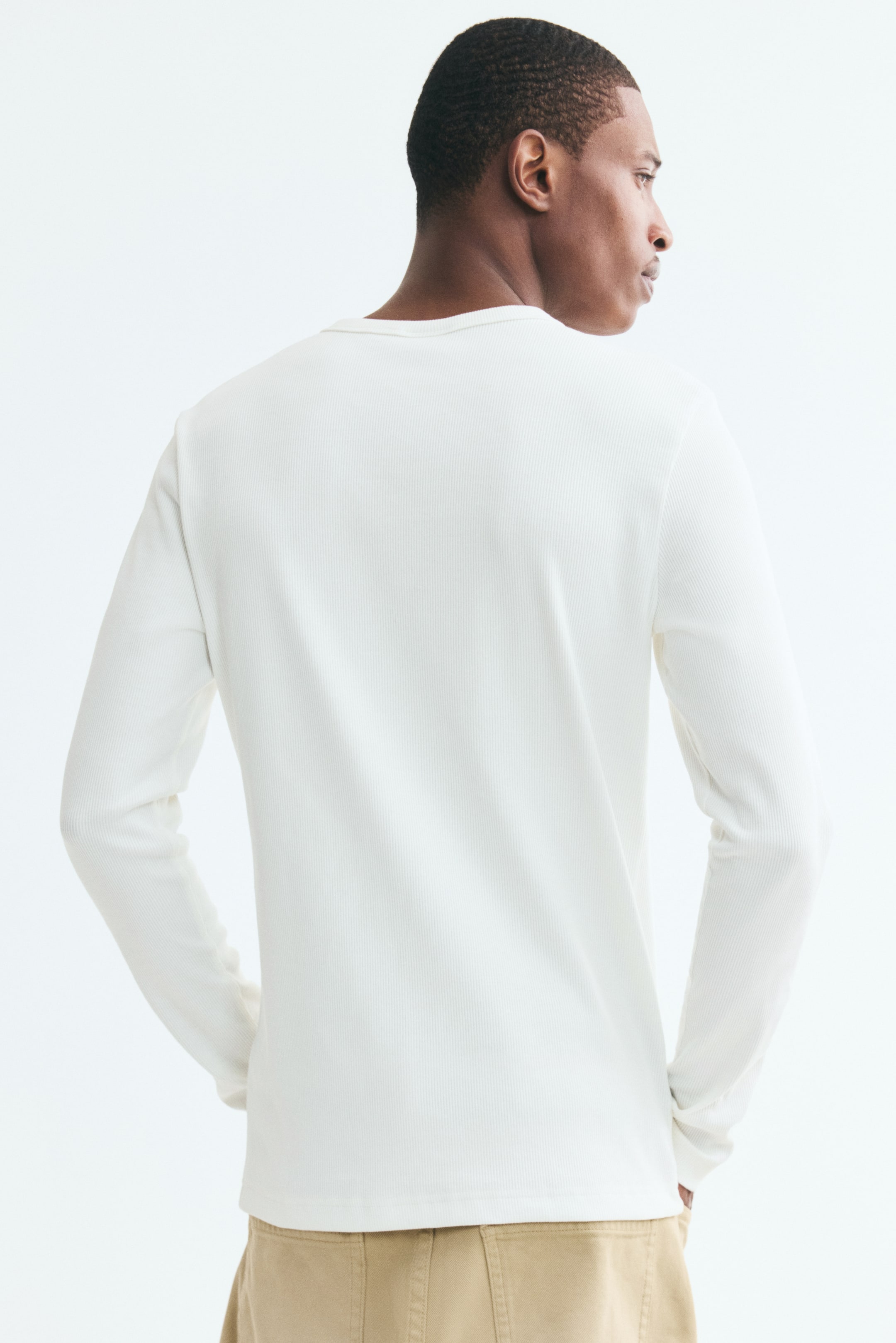 Slim-Fit Ribbed Cotton Henley Shirt