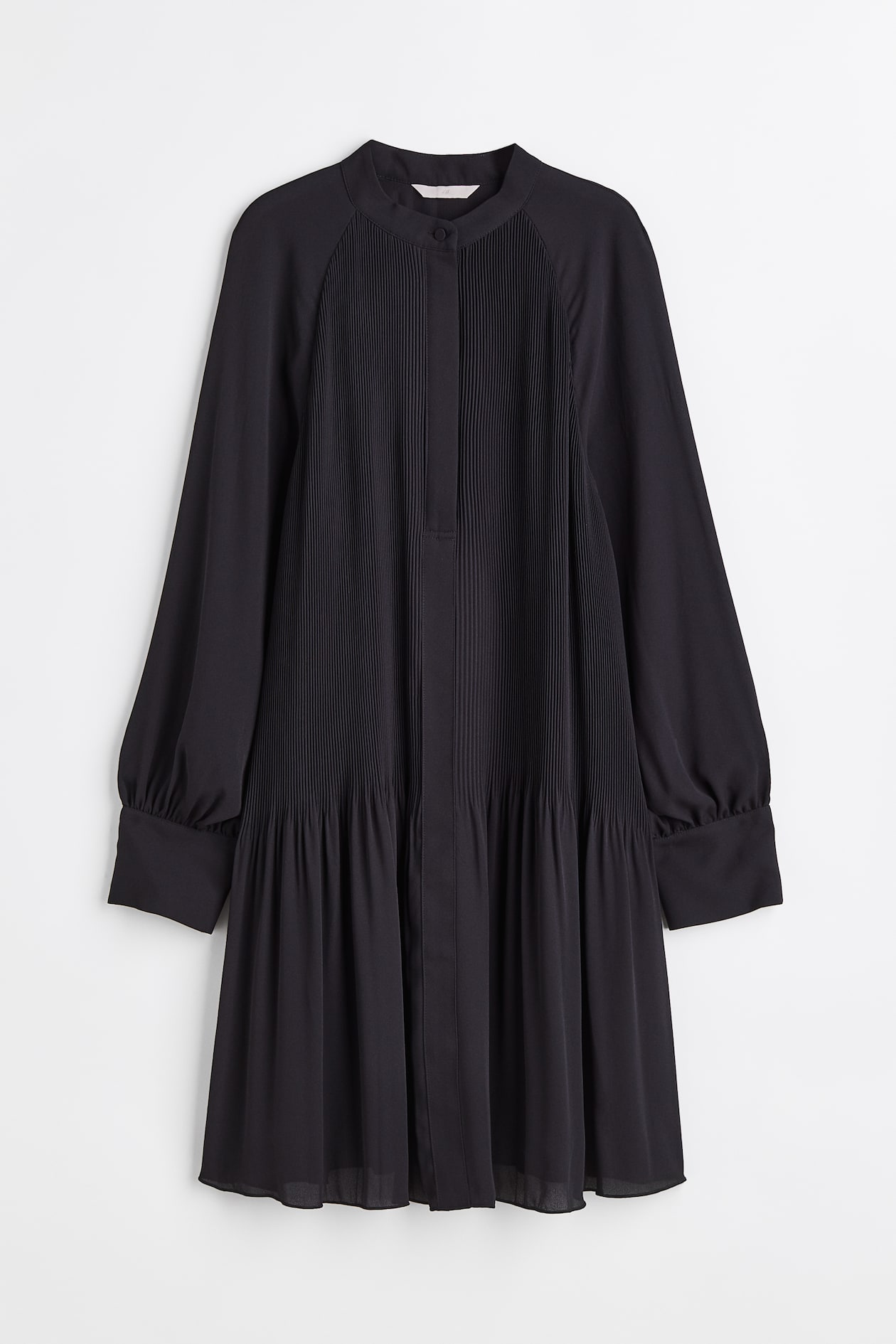 Pleated dress - Long sleeve - Short - Black - Ladies | H&M GB