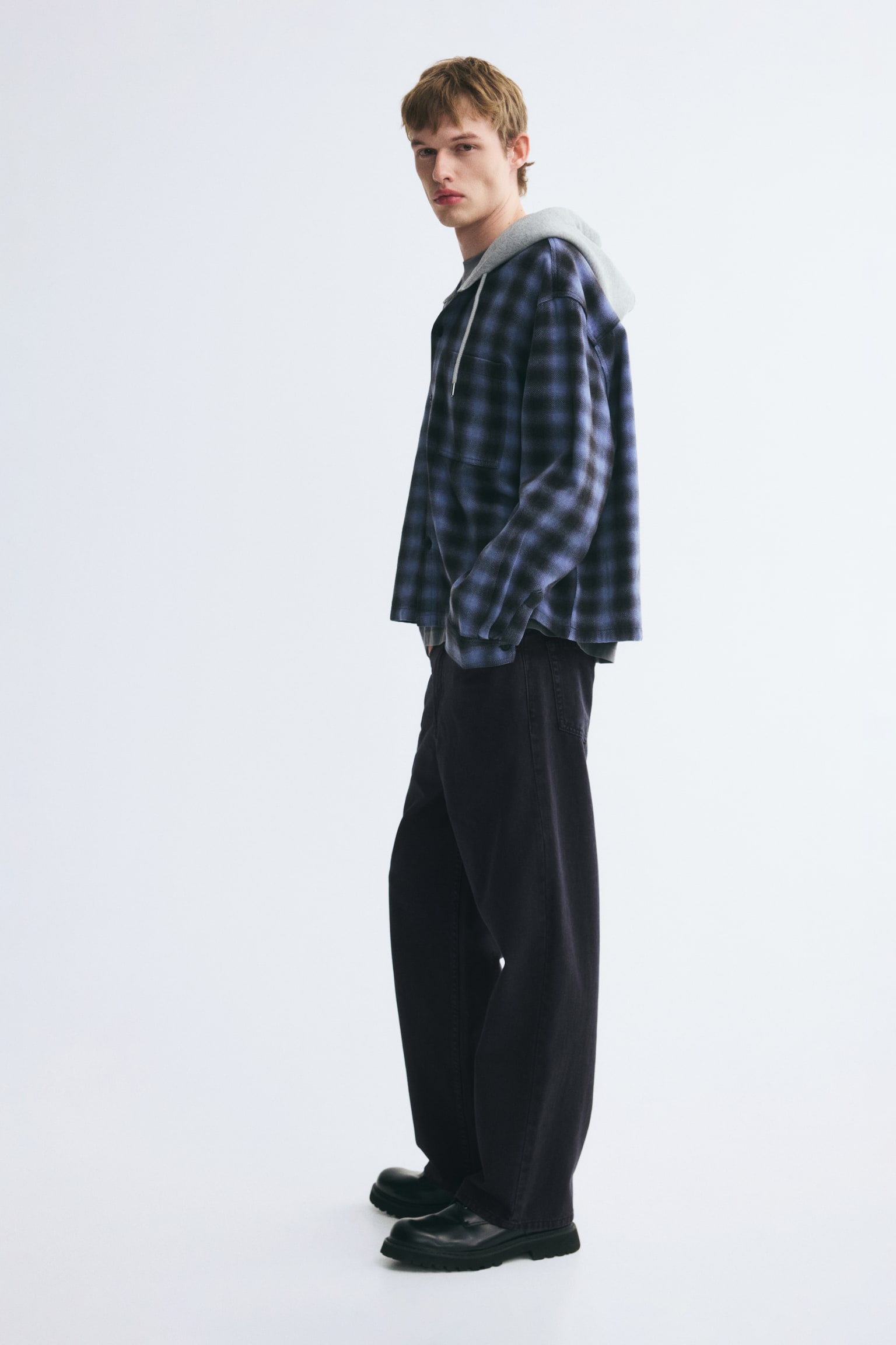 Мужские брюки H&M Relaxed-Fit Cotton, цвет: Джинсовый чёрный — фото 5