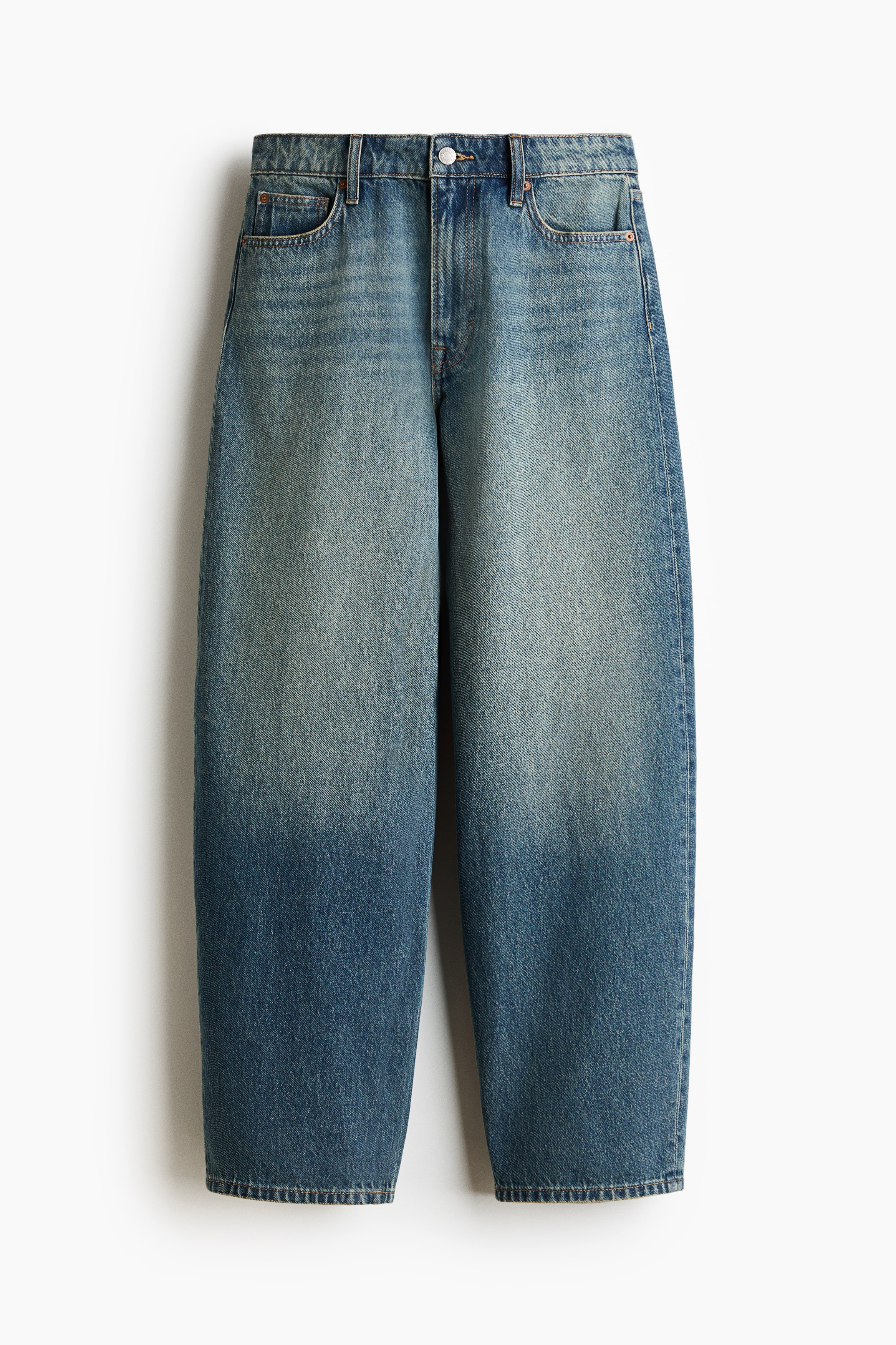 Baggy Barrel Regular Waist Jeans - Denimblå/Ljus denimblå/Ljusbeige